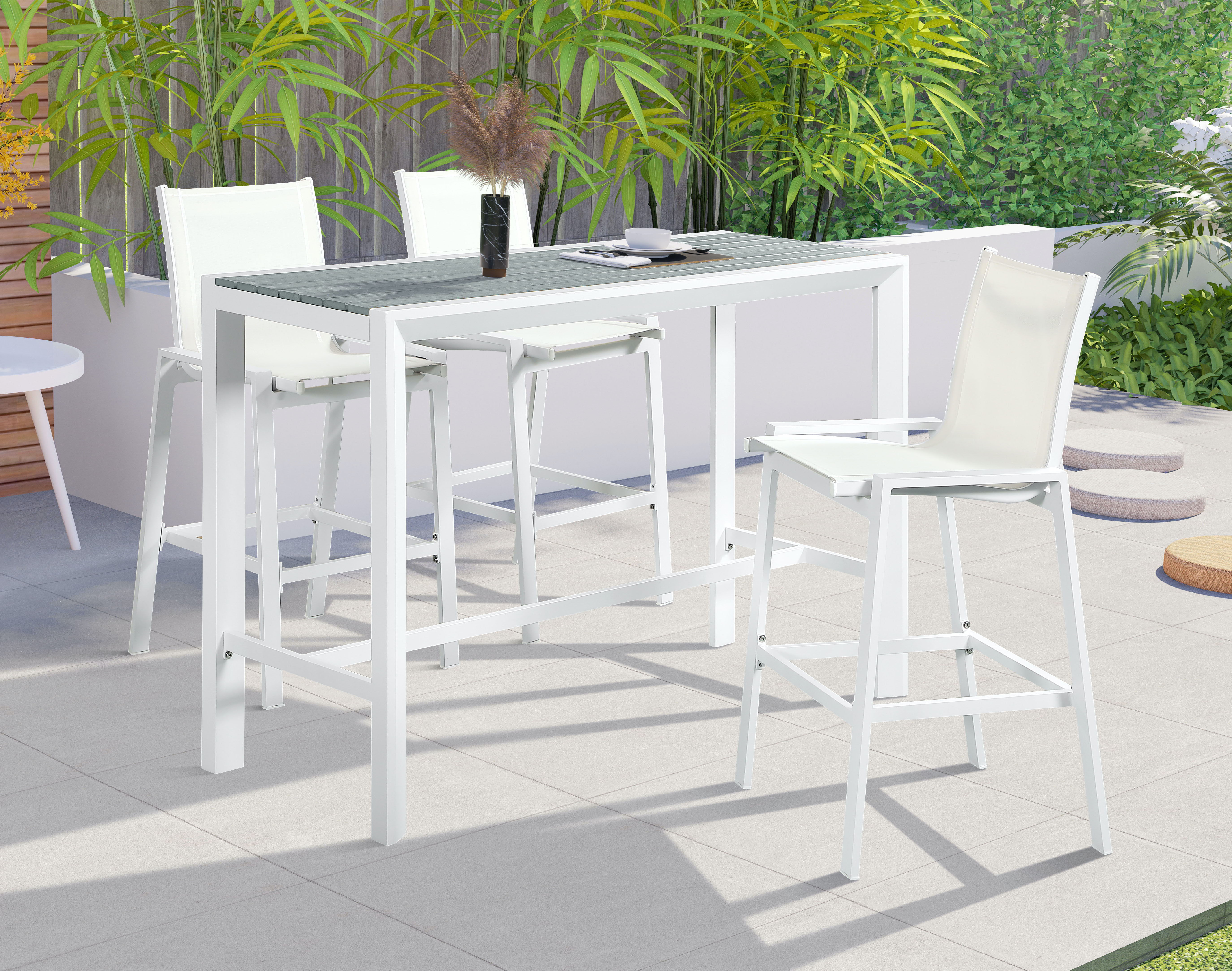 Nizuc - Outdoor Patio Rectangle Bar Table - Gray