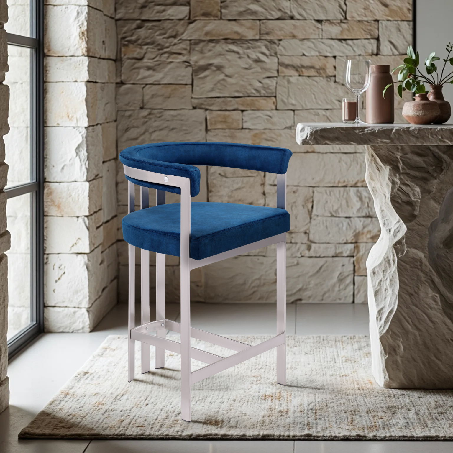 Marcello - Counter Stool (Set of 2) - Navy