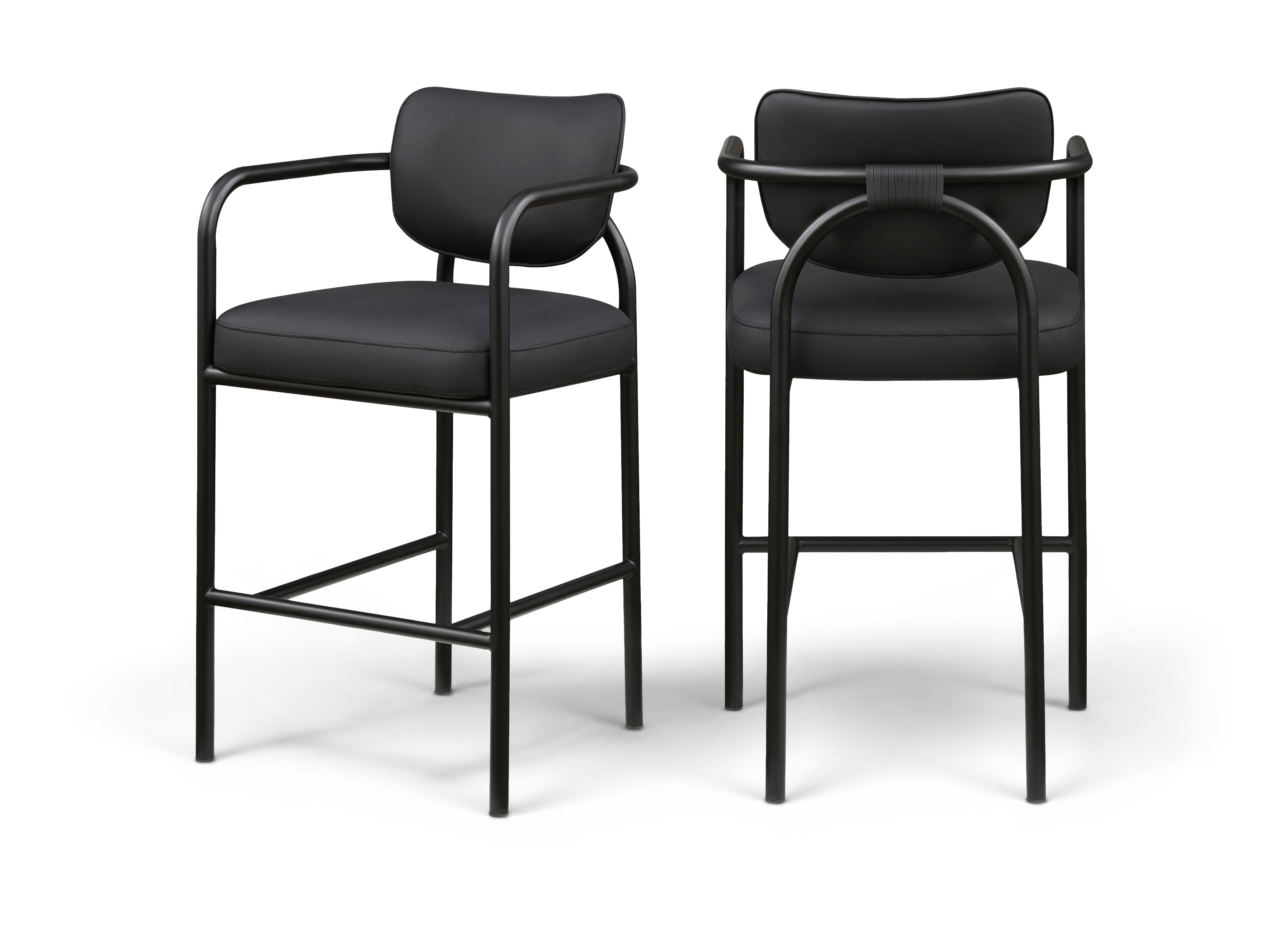 Serava - Vegan Leather Upholstered Bar Stool - Black
