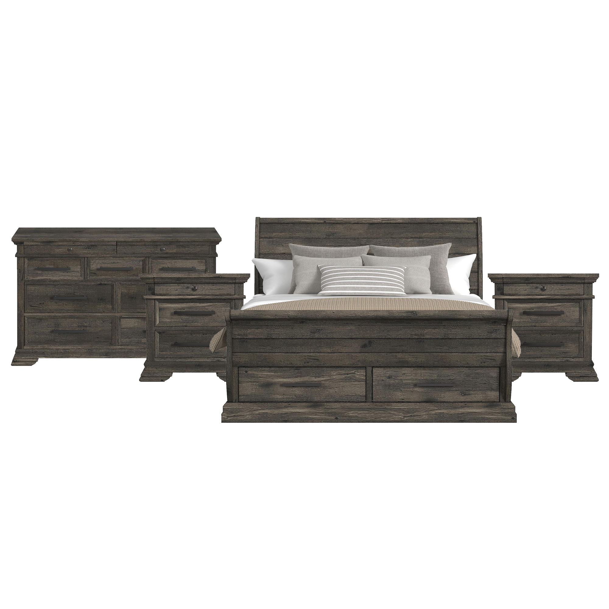 King · 4 Pc · Bedroom Set With 2 Nightstands & Dresser