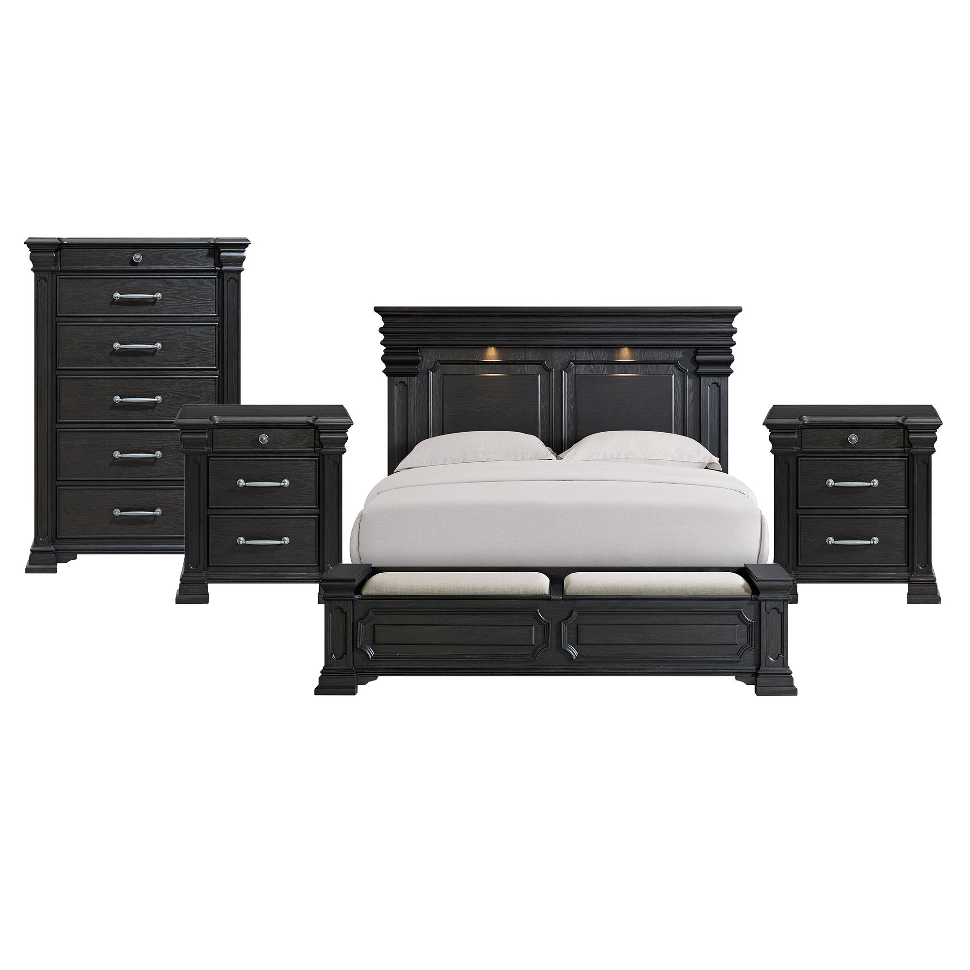 King · 4 Pc · Bedroom Set With 2 Nightstands & Chest
