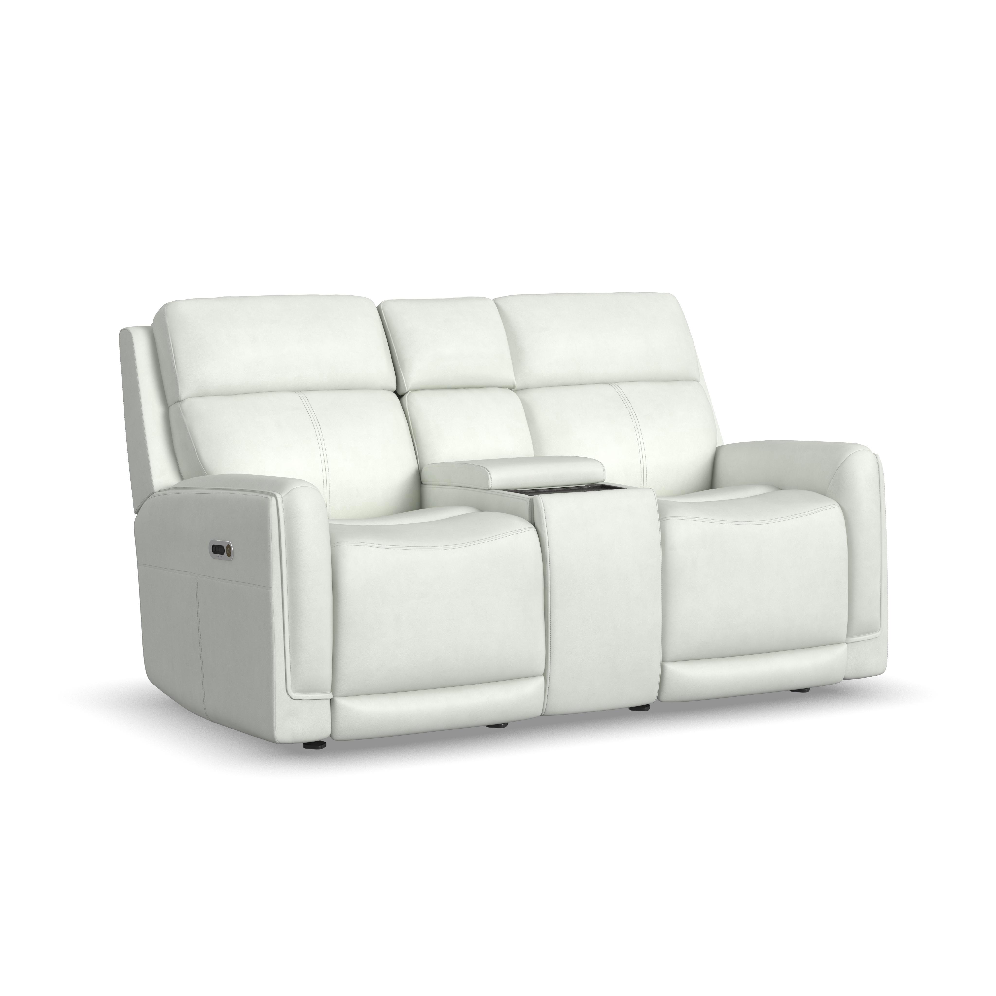 Alister - Power Gliding Loveseat With Console, Power Headrests & Lumbar - Porcelain, white