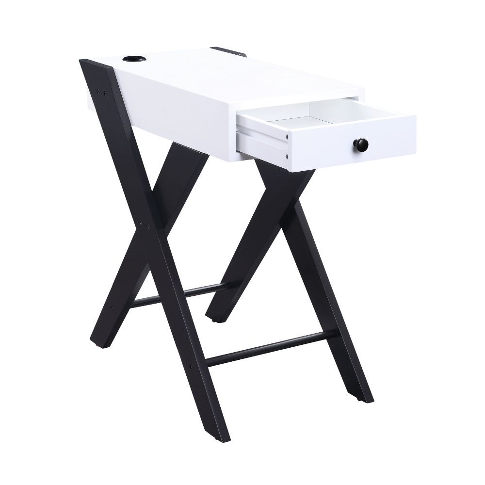 Fierce - Accent Table With USB - White & Black, white, view 6