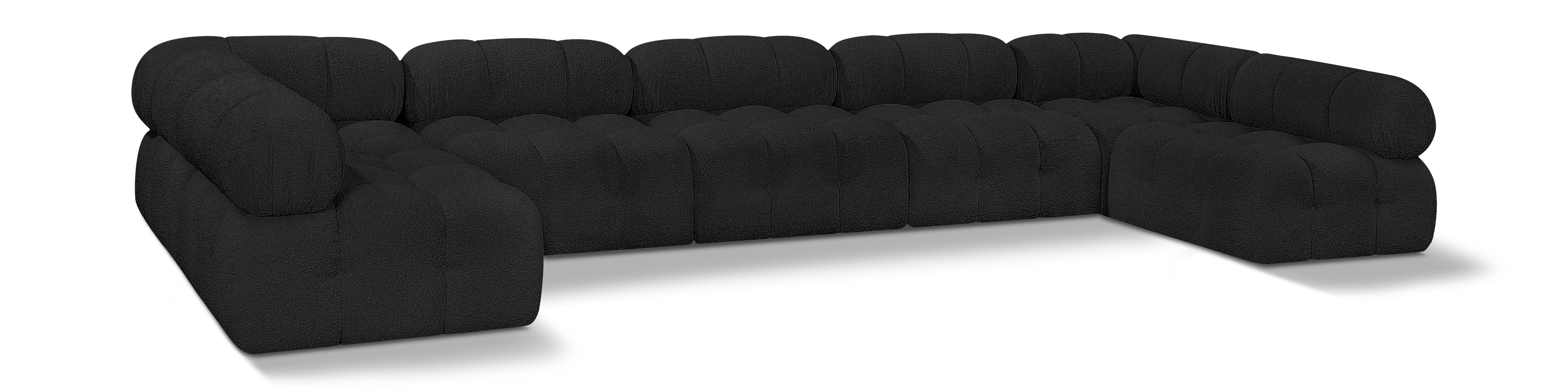 Ames - 7 Piece Boucle Fabric Modular Sectional - Black