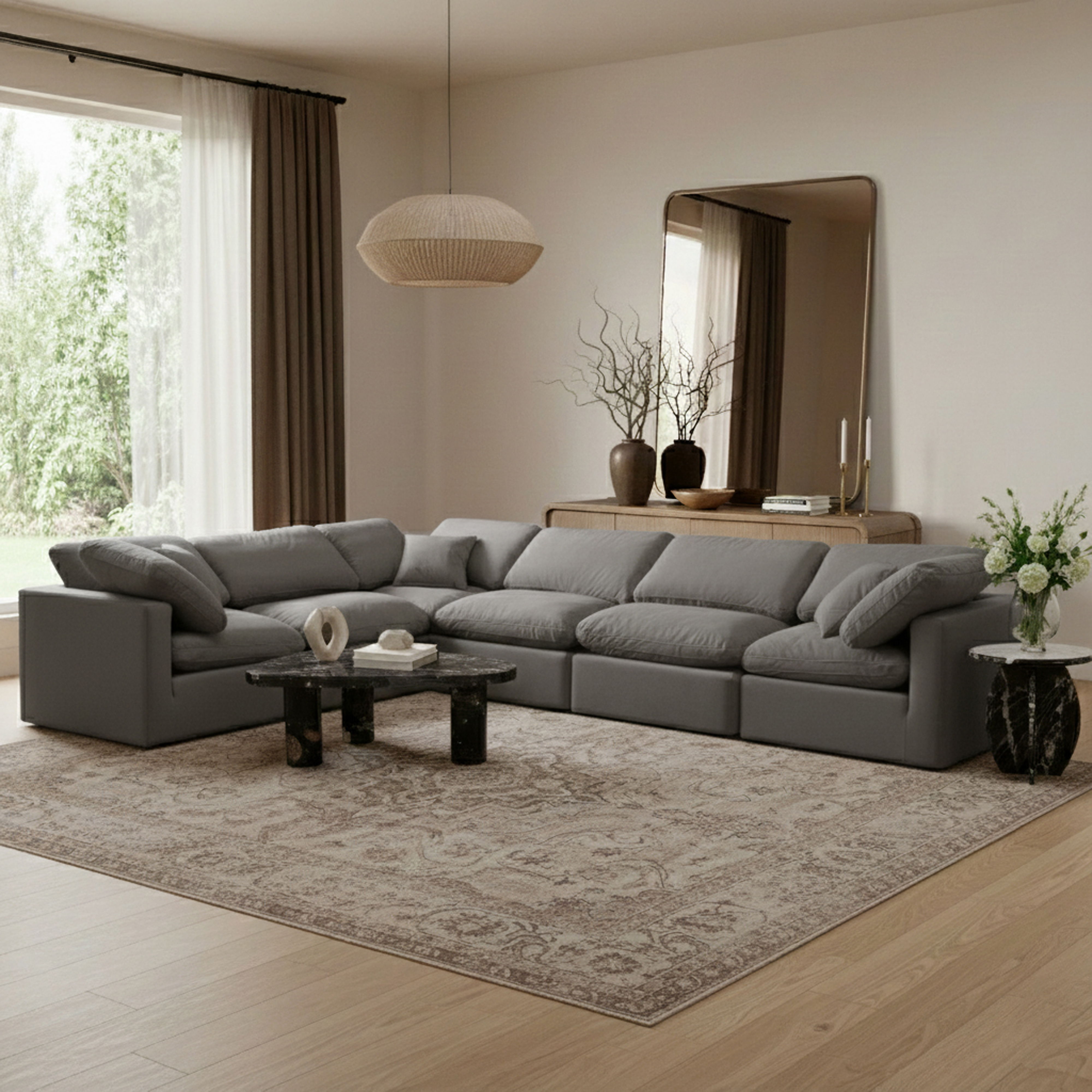 Indulge - Velvet 6 Piece Modular Corner Sectional - Gray