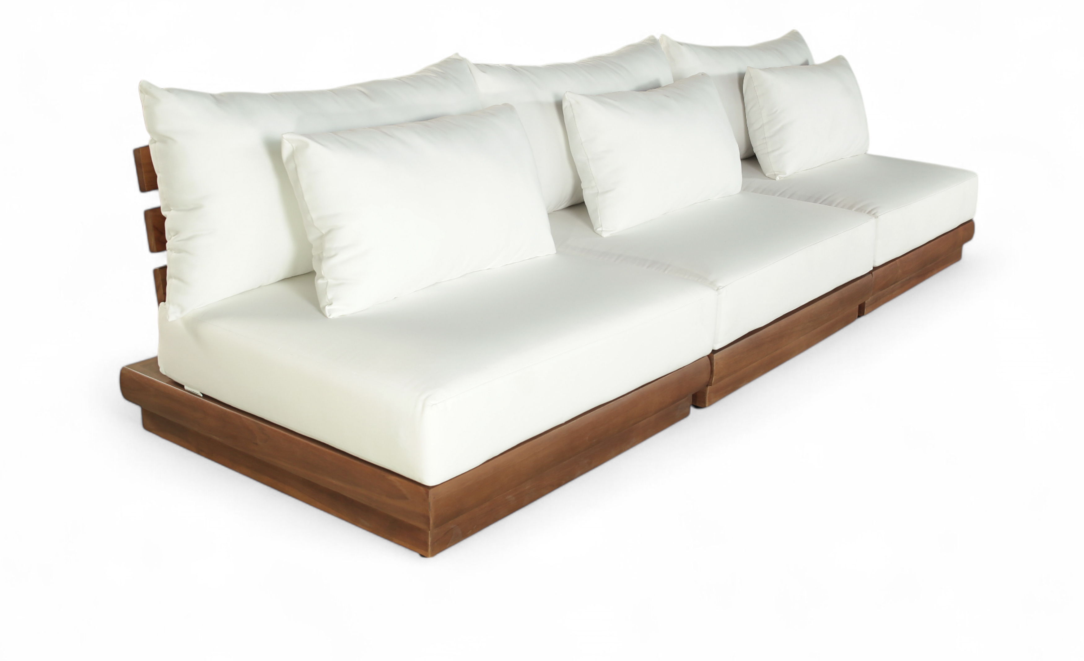 3 Pc · Water Resistant Fabric 111" Upholstered Outdoor Patio Modular Sofa - Off