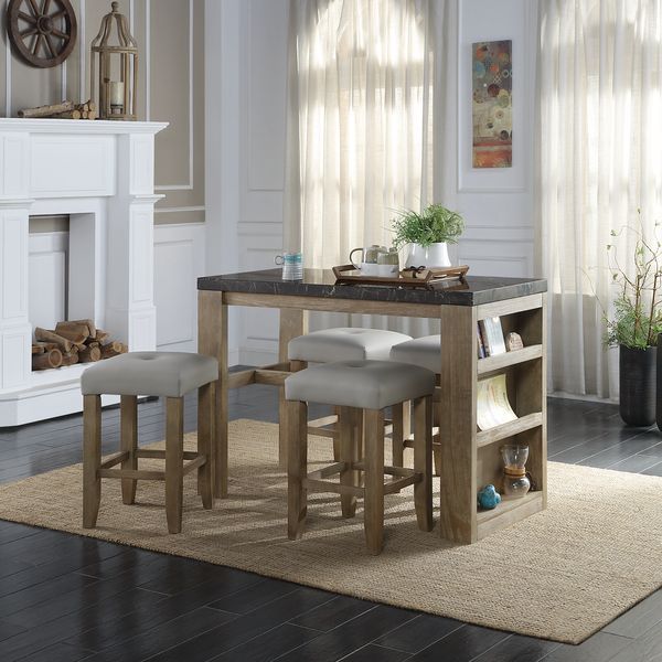 Charnell - Counter Height Stool (Set of 2) - Gray Synthetic Leather & Oak, light brown, view 5