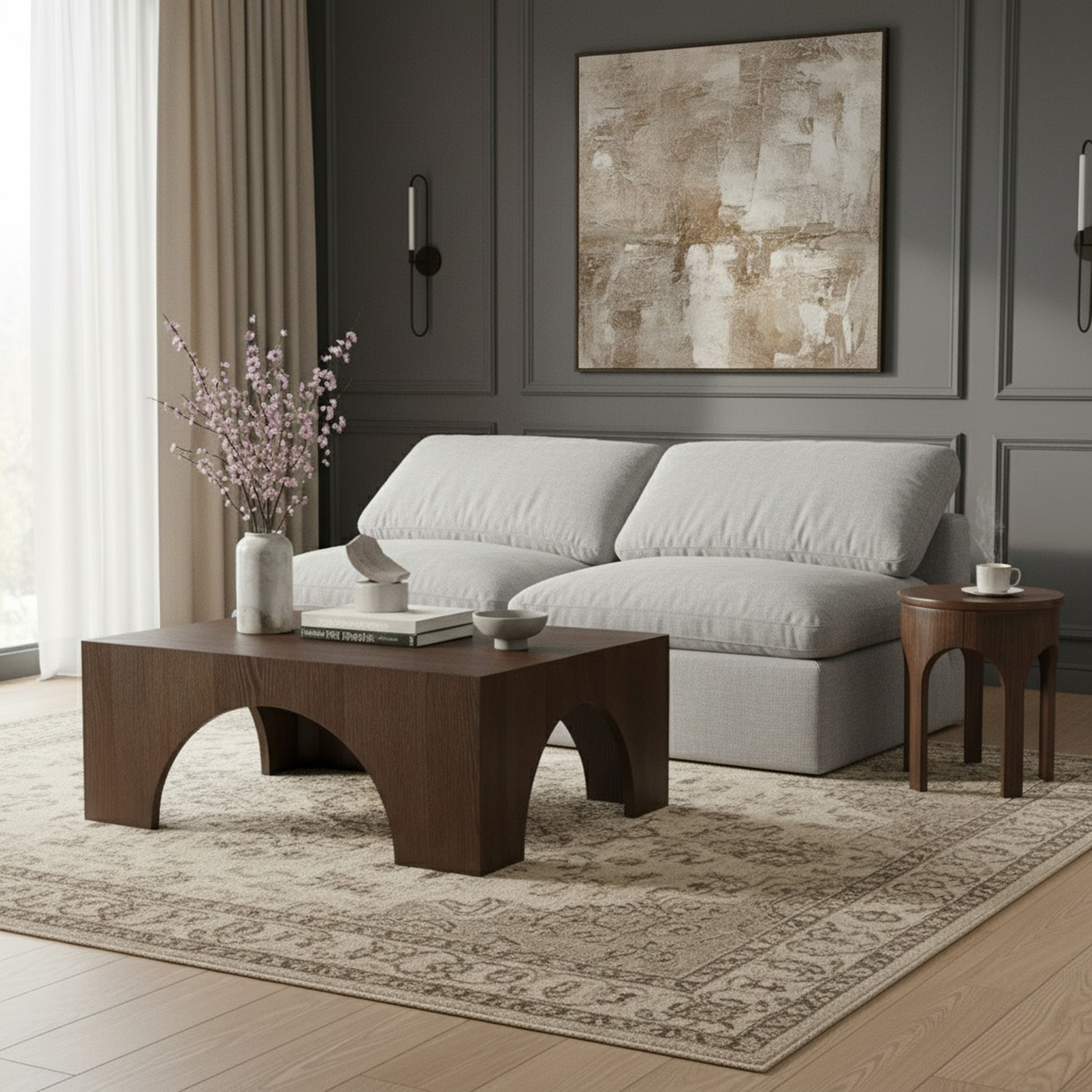 Indulge - Linen 2 Piece Modular Armless Sofa - Gray