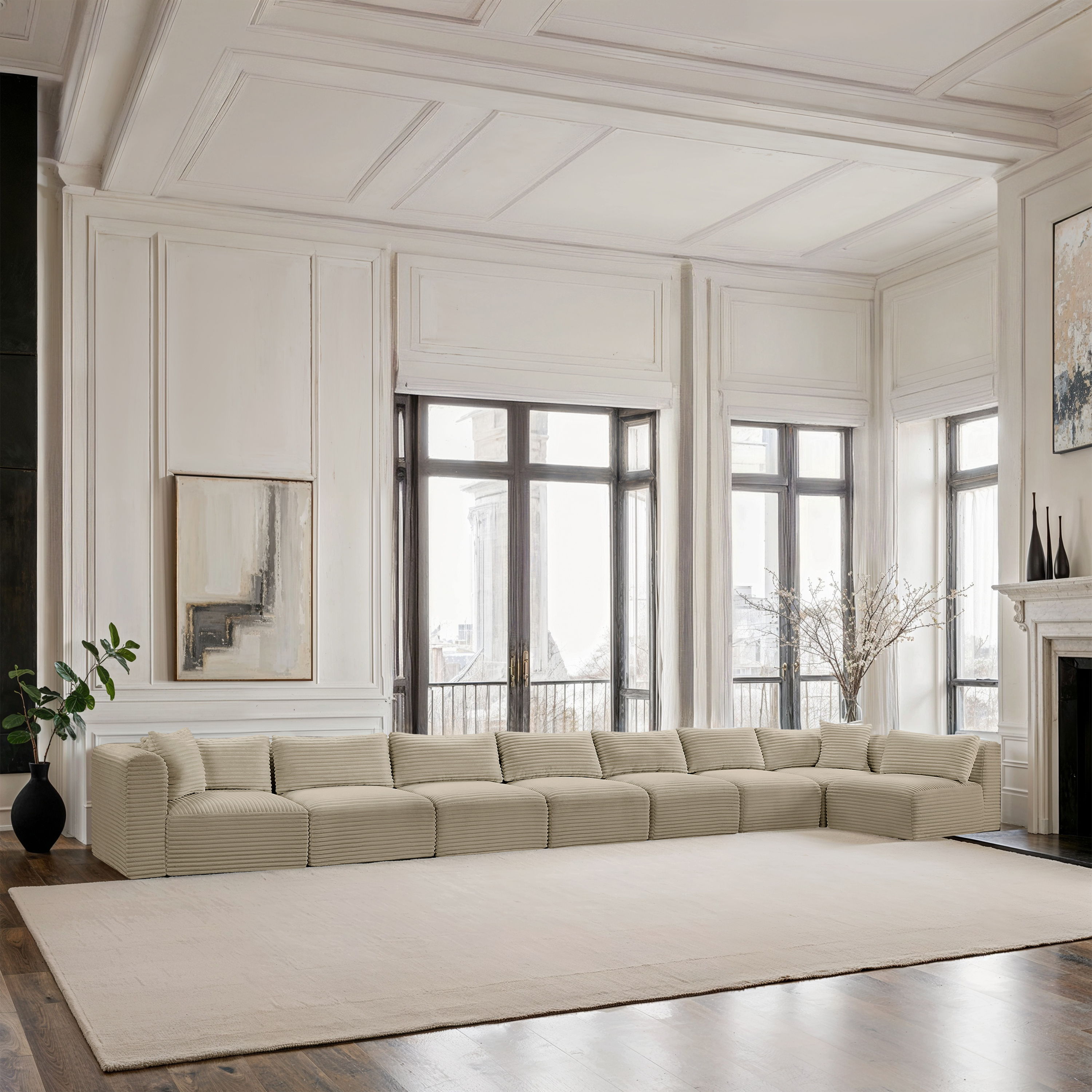 Shaggy - 8 Piece Modular Sectional - Cream