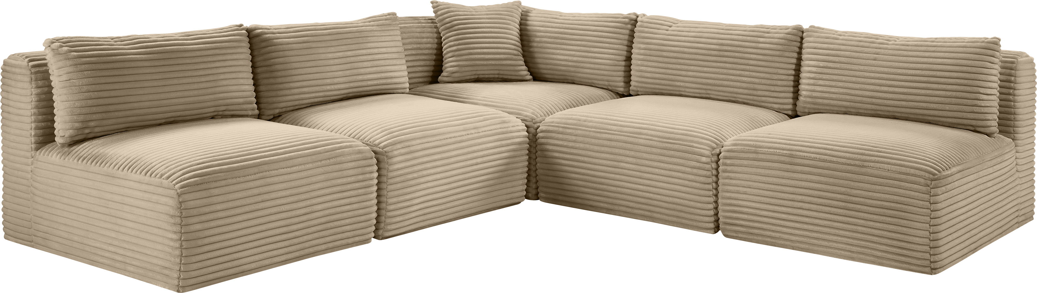 Shaggy - 5 Piece Modular Corner Armless Sectional - Taupe