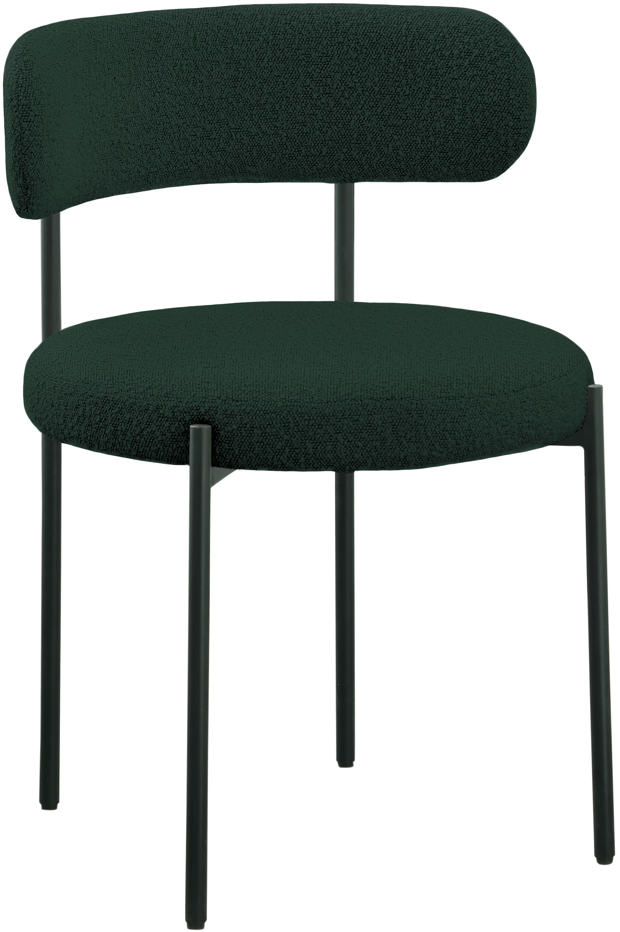 Beacon - Boucle Fabric Dining Chair With Black Legs (Set of 2) - Green