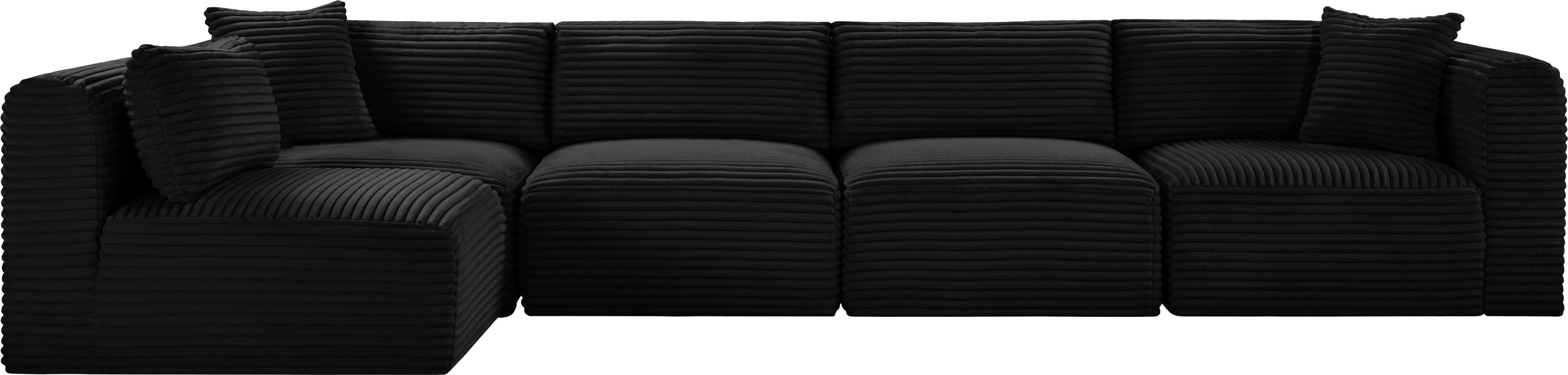 Shaggy - 5 Piece Modular Sectional - Black