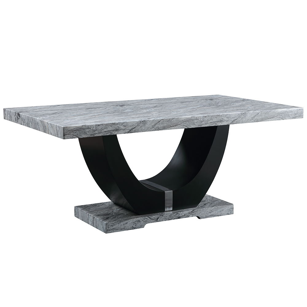 Caralin - Dining Table - Engineered Stone & Black, black, view 2