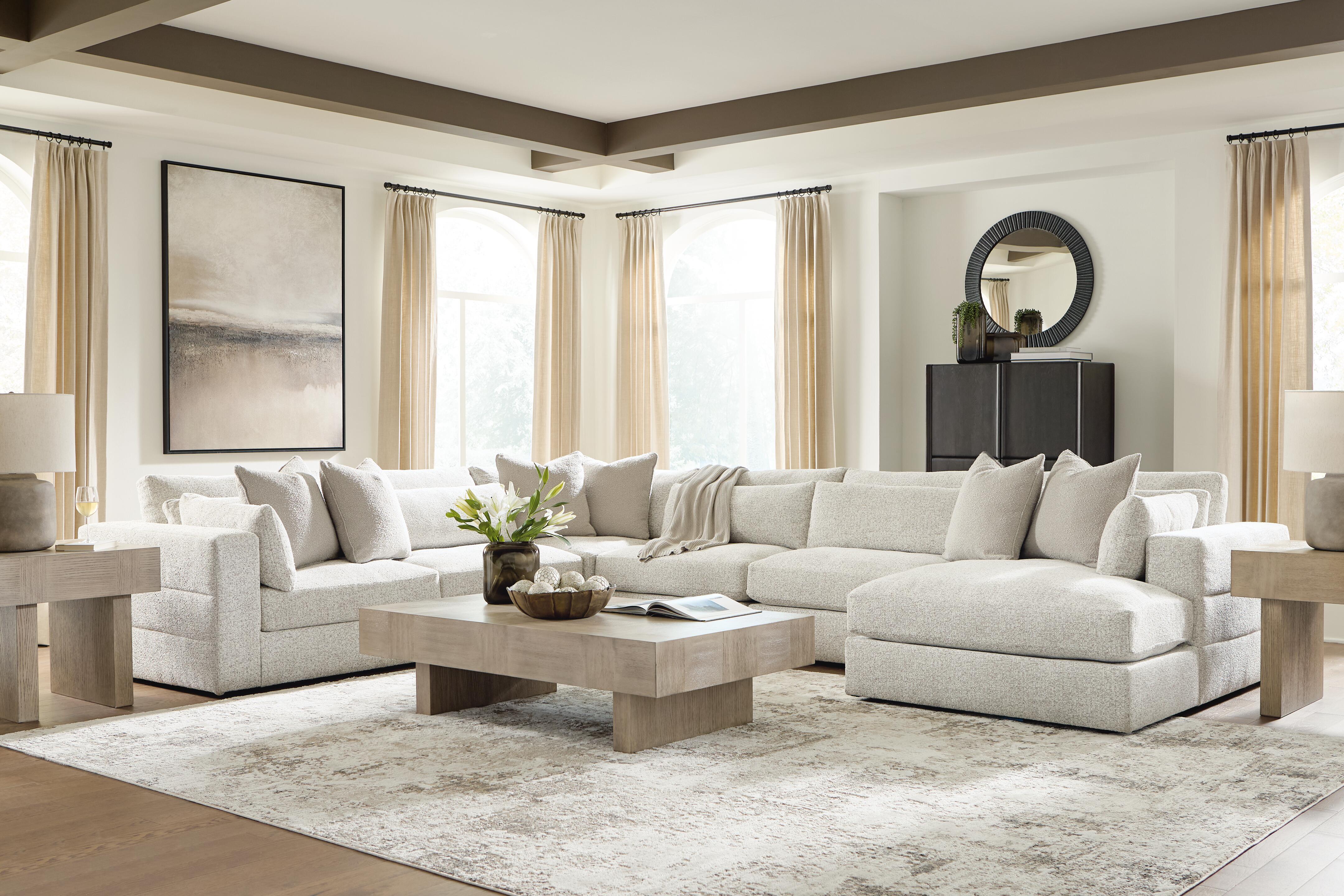 Ashley Furniture Ashbourne Estate - 6-Piece Sectional With RAF Corner Chaise - Snowstone - Image 5