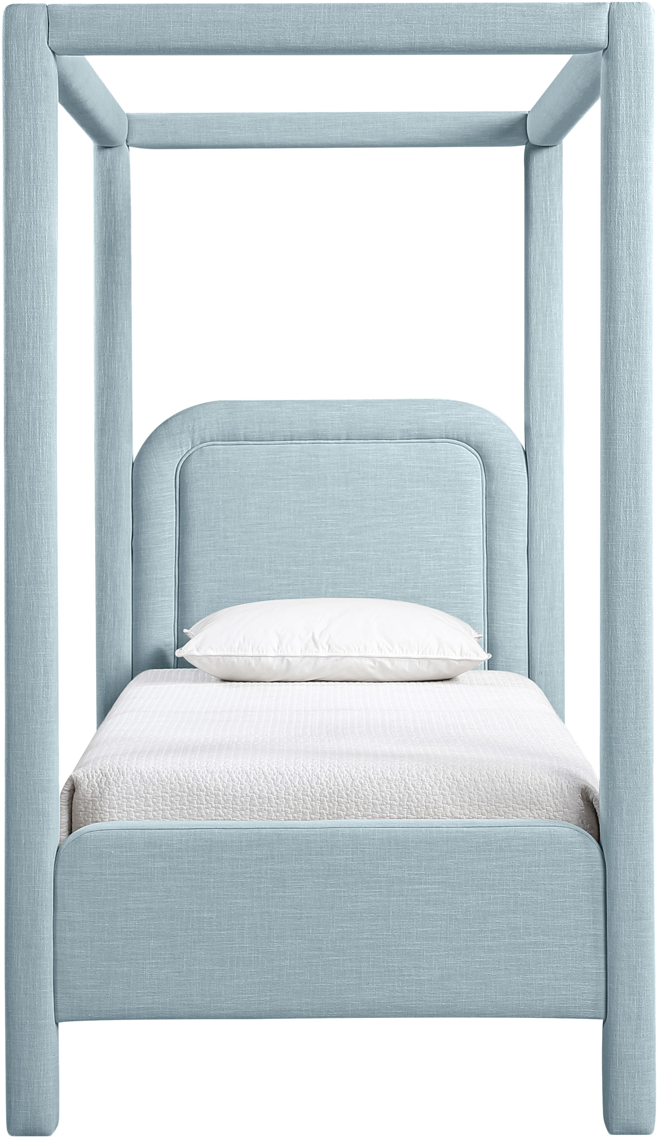 Salina - Linen Textured Fabric Upholstered Twin Bed - Light Blue