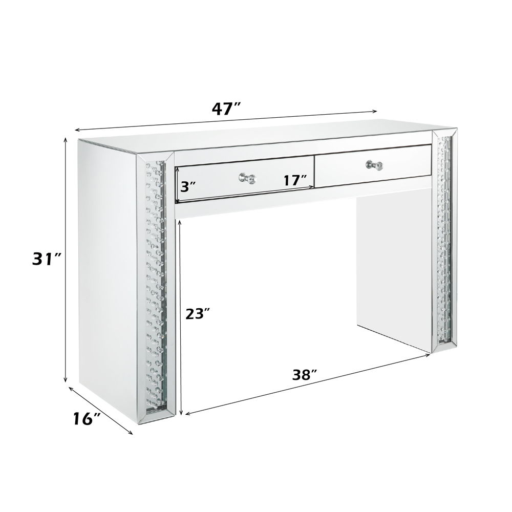 Nysa - Vanity Desk - Mirrored & Faux Crystals, silver, view 6