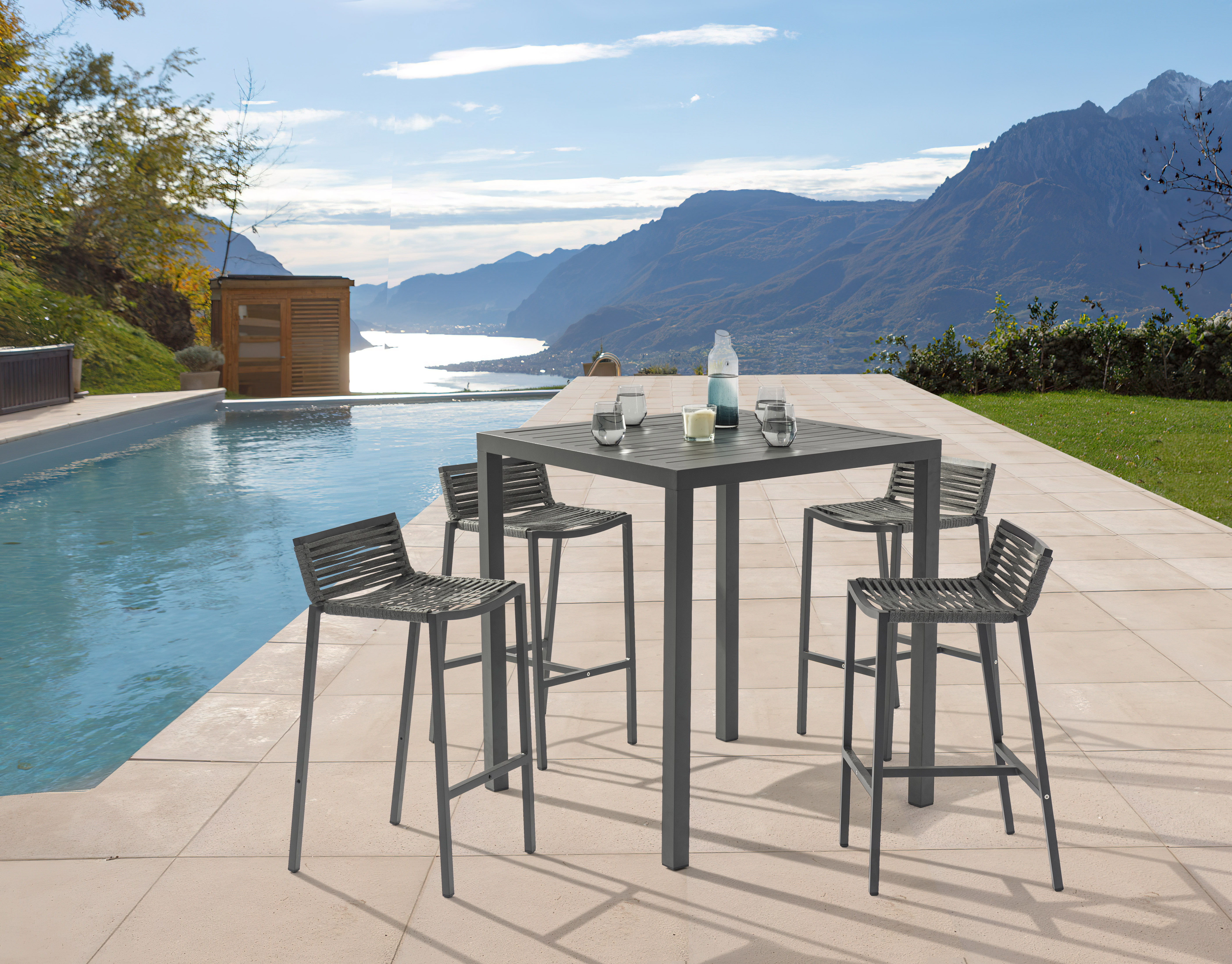 Maldives - Patio Square Bar Table - Gray