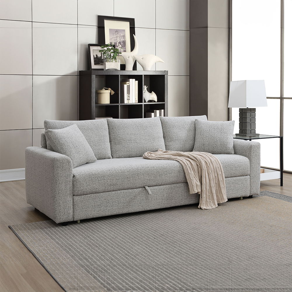 Connie - Sofa With Sleeper - Gray Boucle, beige