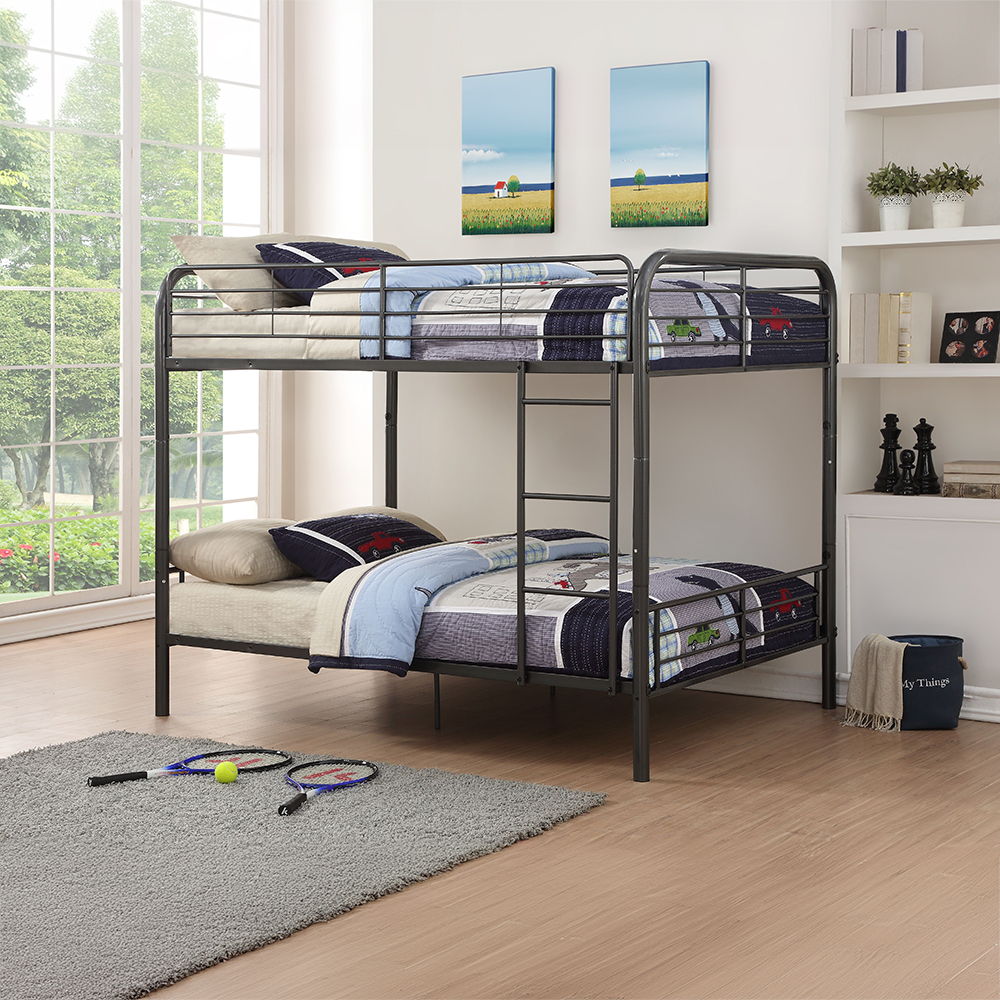 Bristol - Full Over Full Bunk Bed - Gunmetal, dark gray