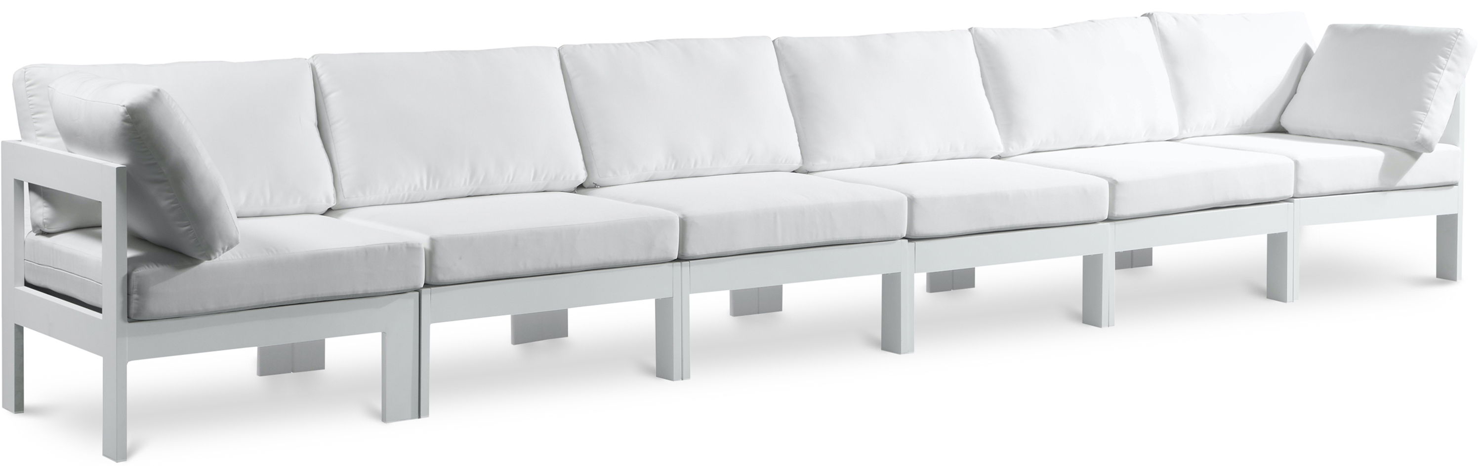 Nizuc - Outdoor Patio 6 Seat Modular Sofa With White Frame - White