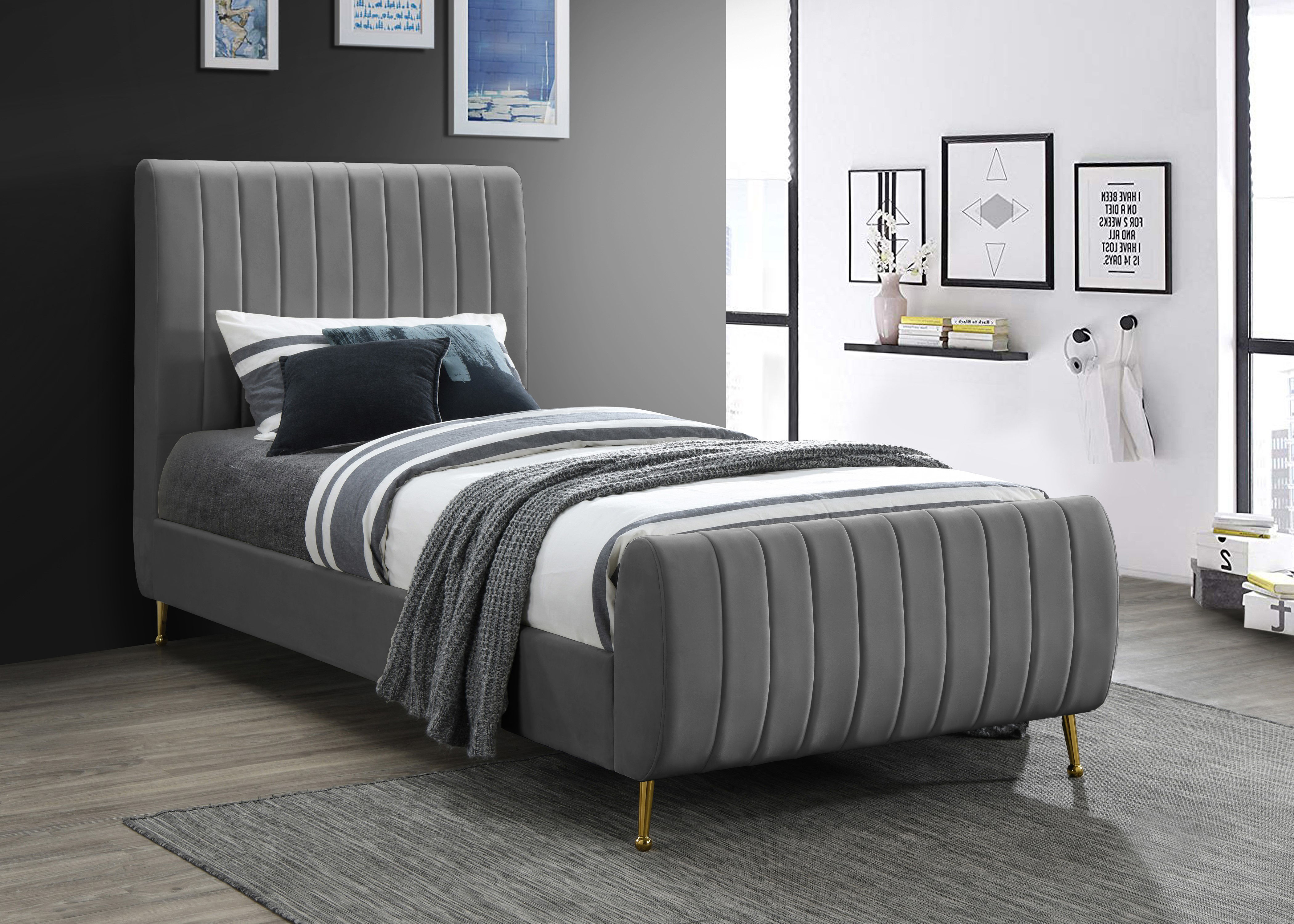 Zara - Twin Bed - Gray