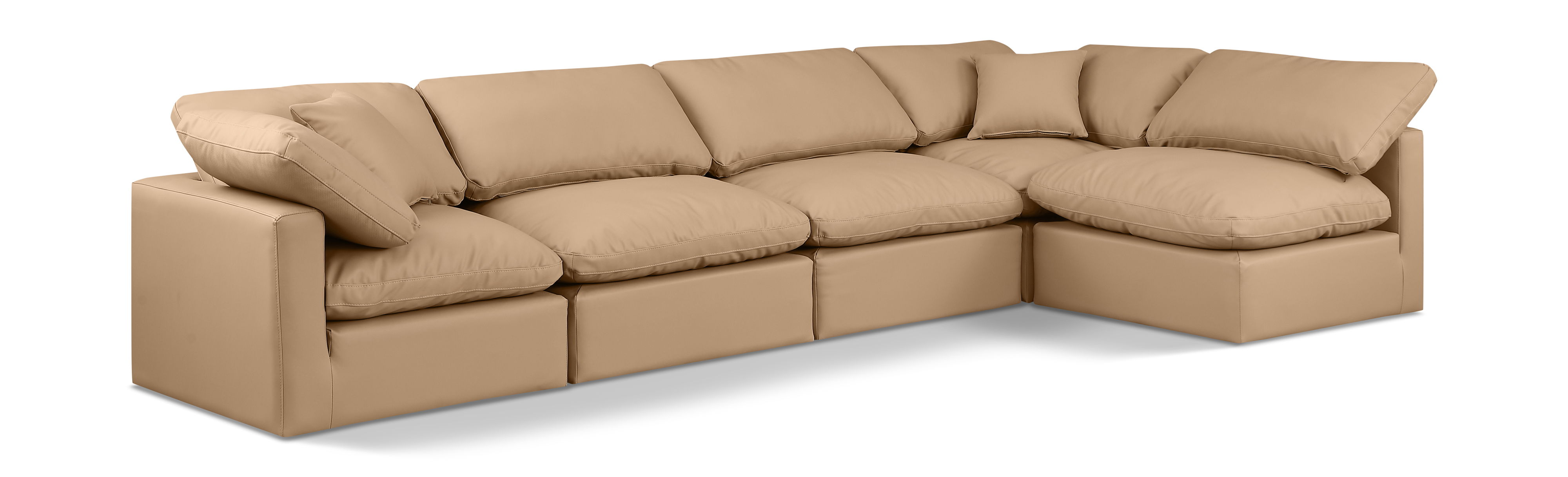 Indulge - Faux Leather 5 Piece Modular Sectional - Tan