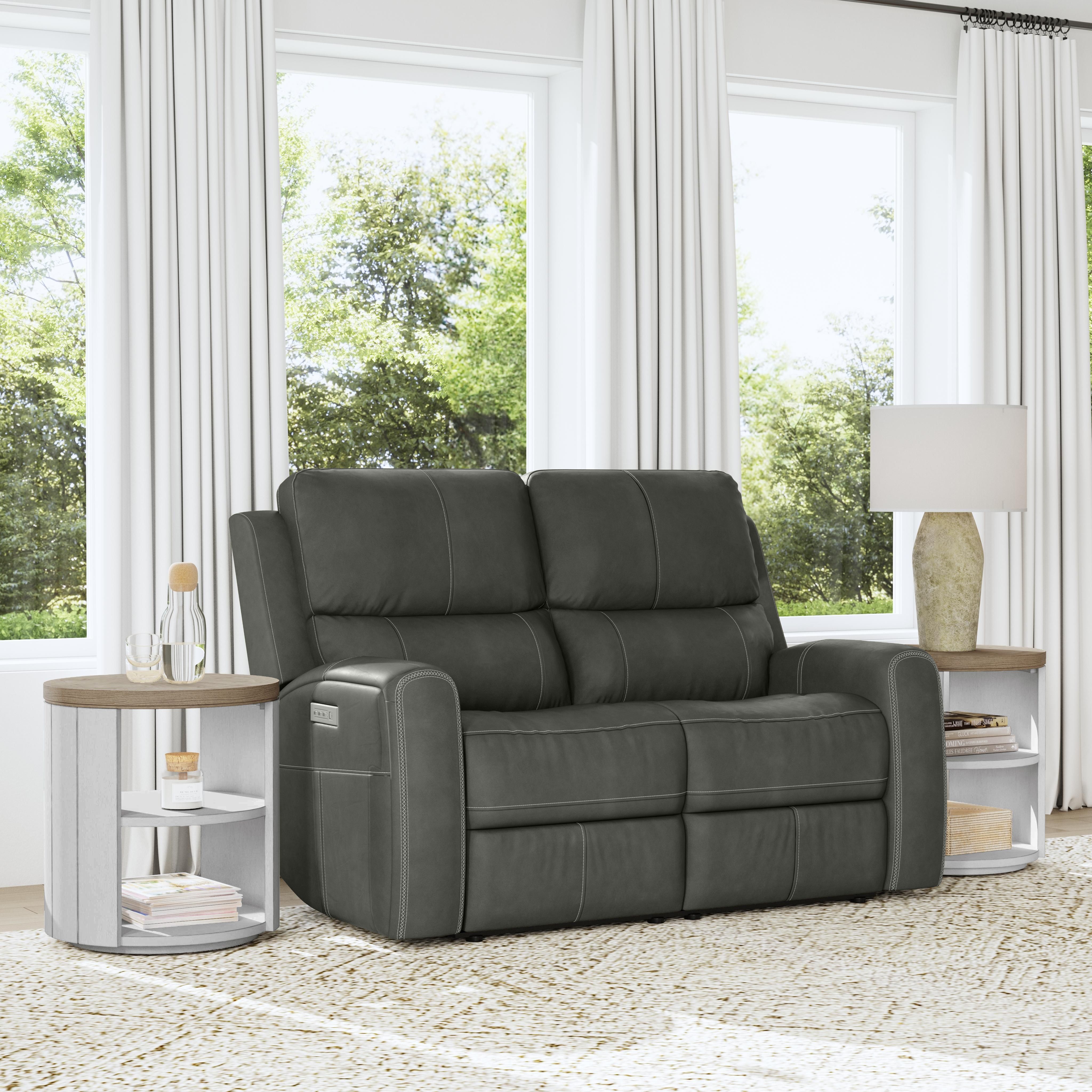 Linden - Power Reclining Loveseat With Power Headrests & Lumbar - Charcoal, dark gray, view 7