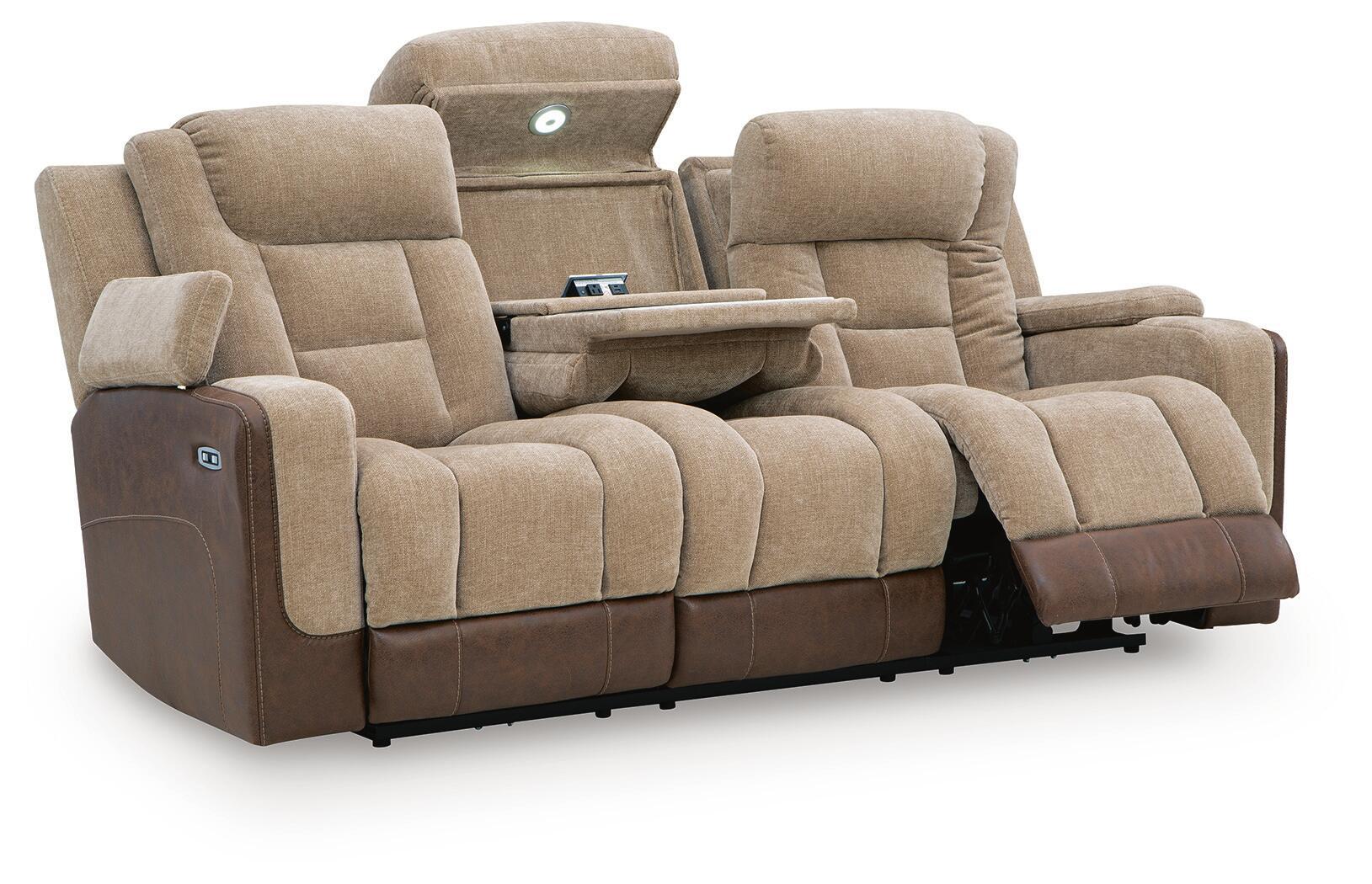 Ashley Furniture Mixed Motion - Power Reclining Sofa With Adjustable Headrest - Brownstone - Image 4