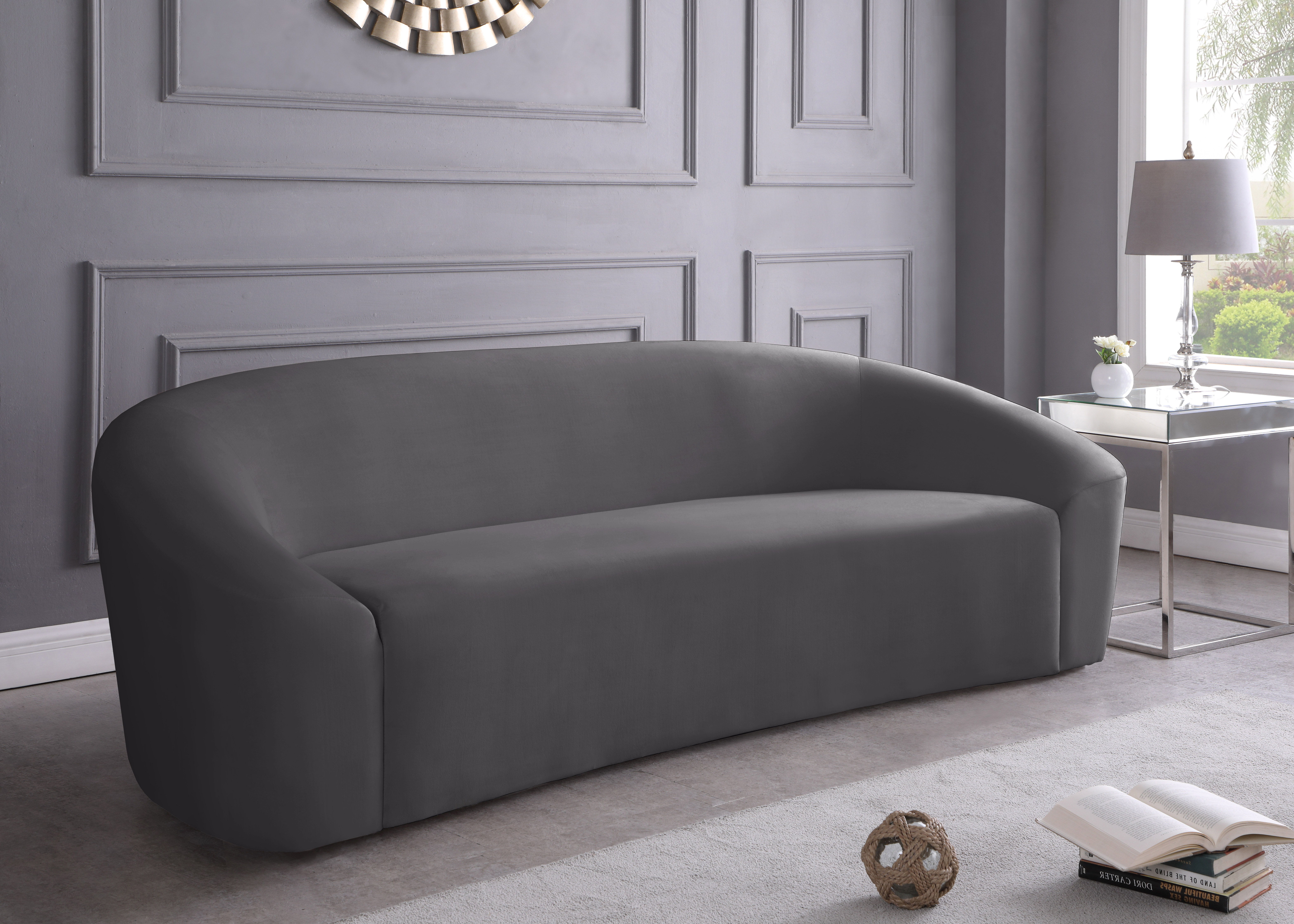 Riley - Velvet Sofa - Gray