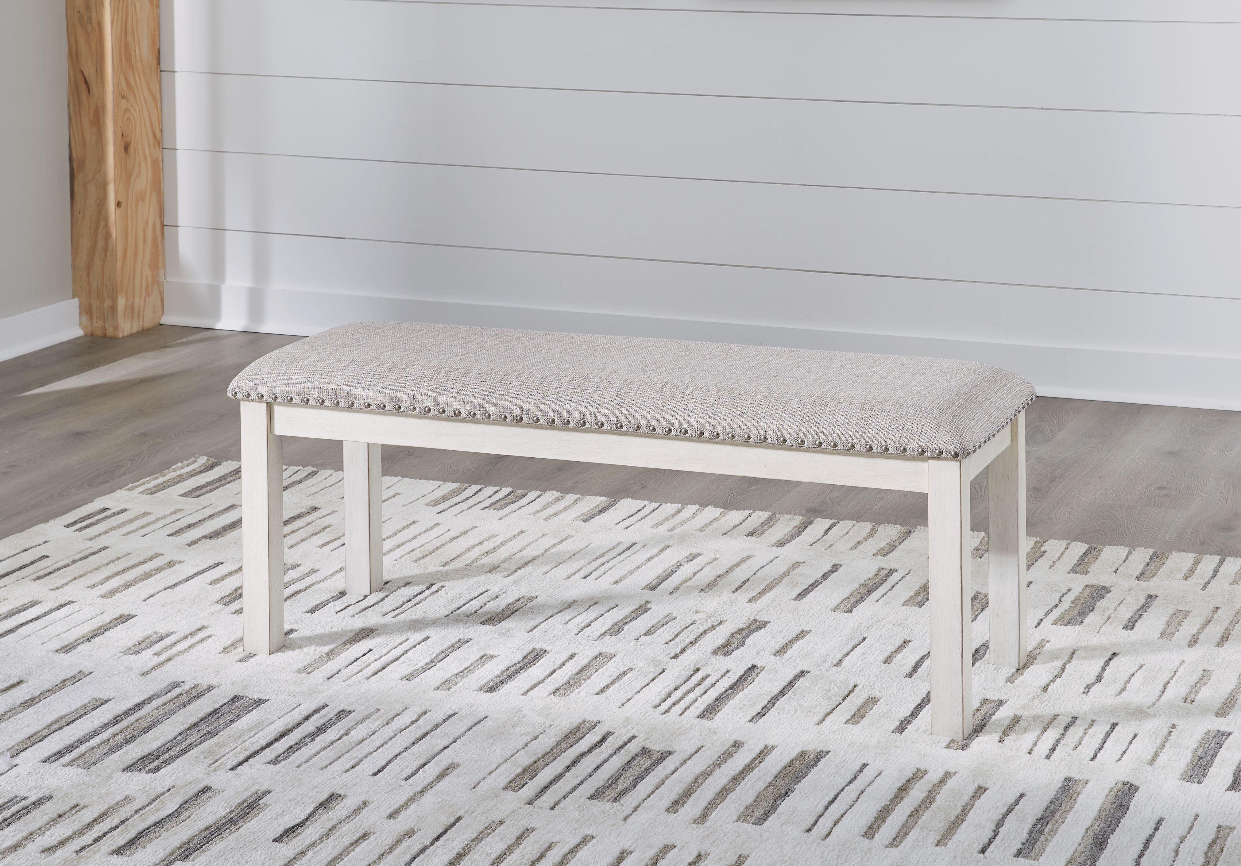 Ashley Furniture Robbinsdale - Large Upholstered Dining Room Bench - Antique White - Image 2