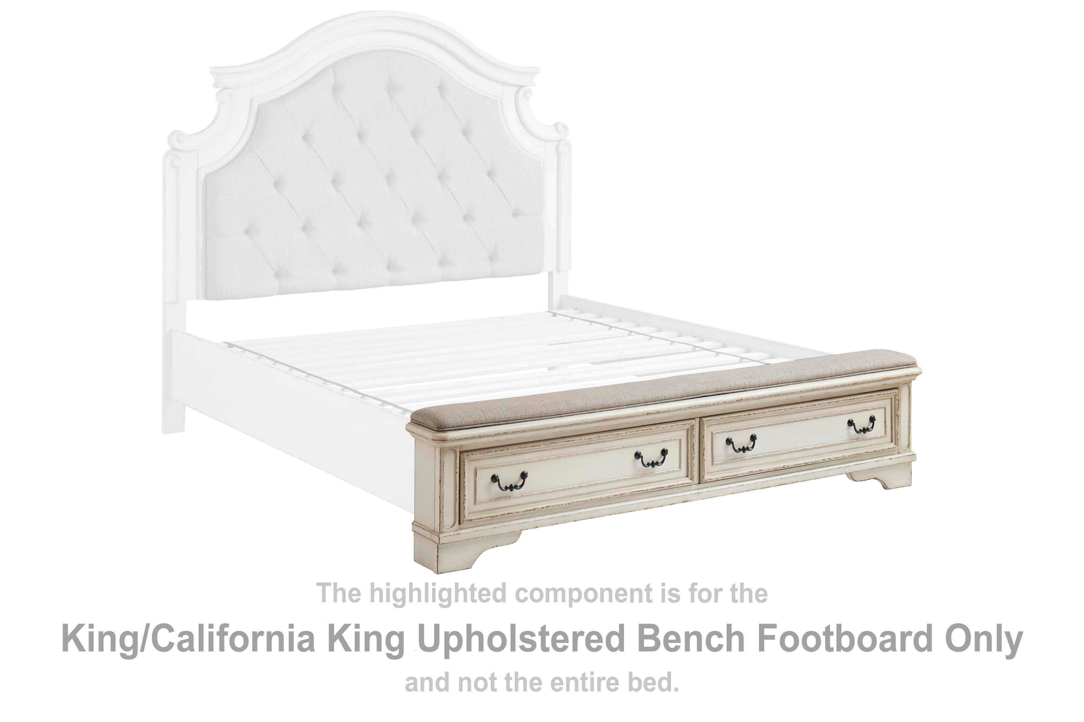 Realyn – K/CK UPH Bench Footboard – Chipped White
