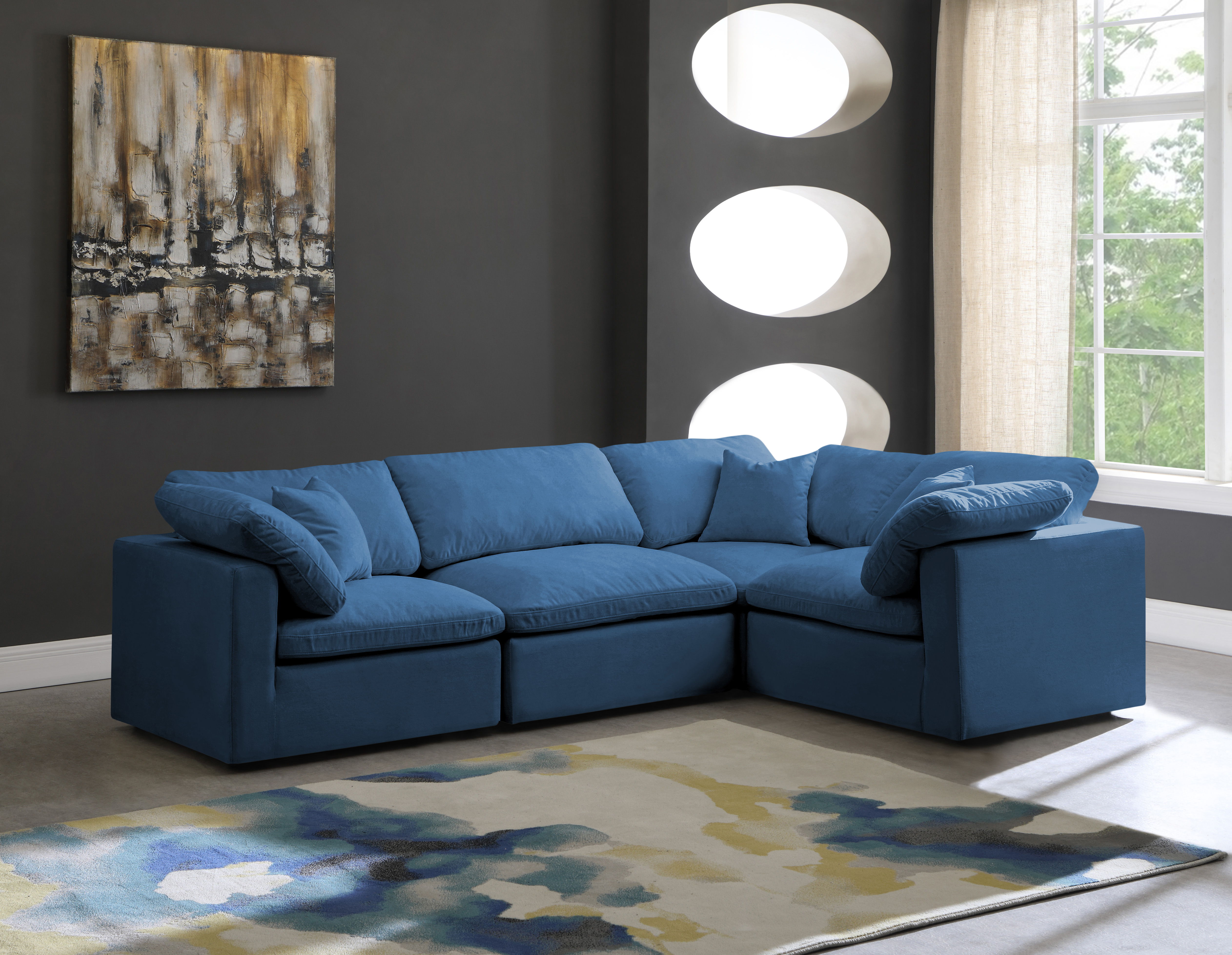 Plush - 4 Piece Modular Sectional - Navy