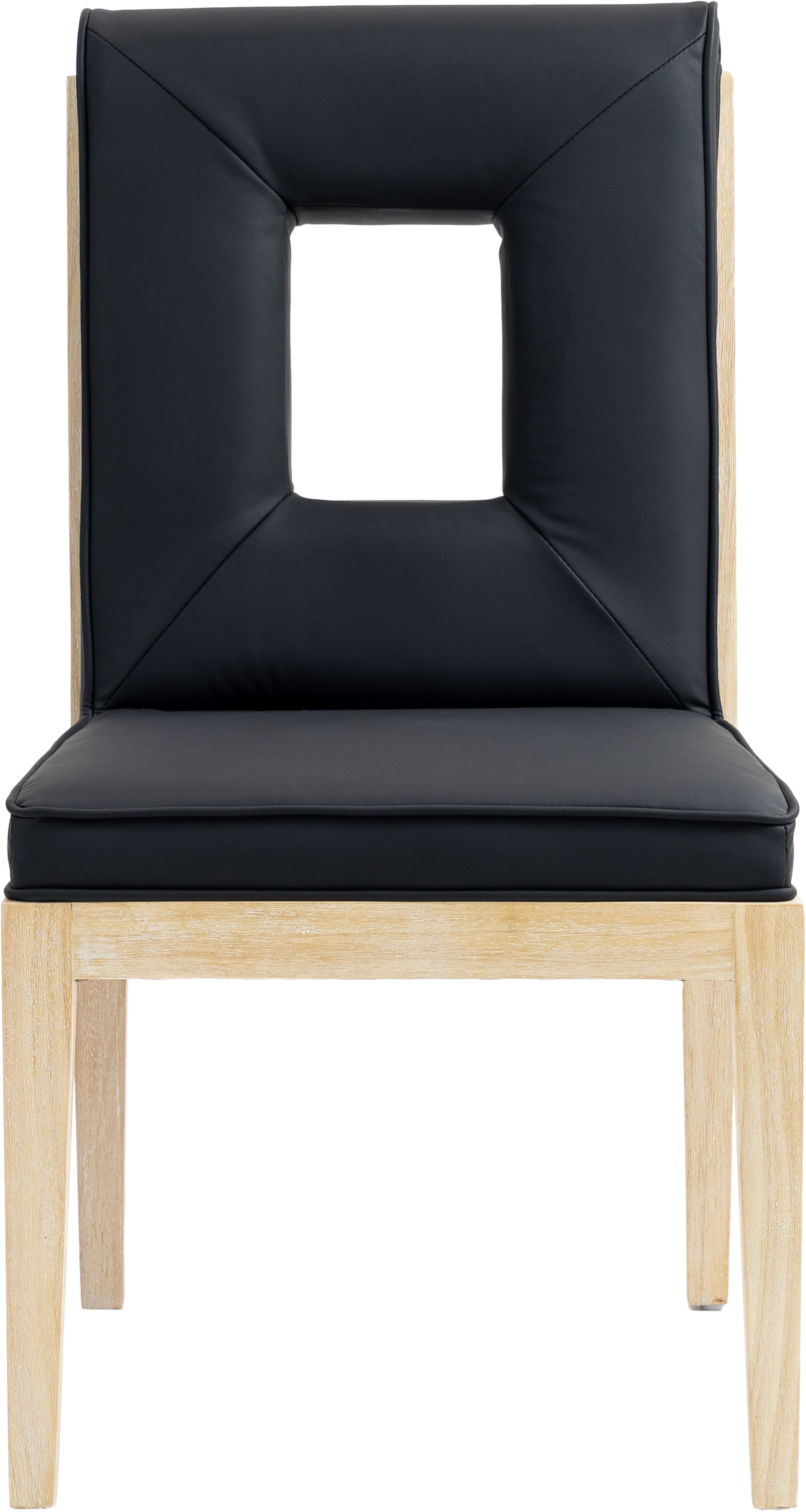 Gwendolyn - Faux Leather Dining Side Chair With Natural Frame (Set of 2) - Black