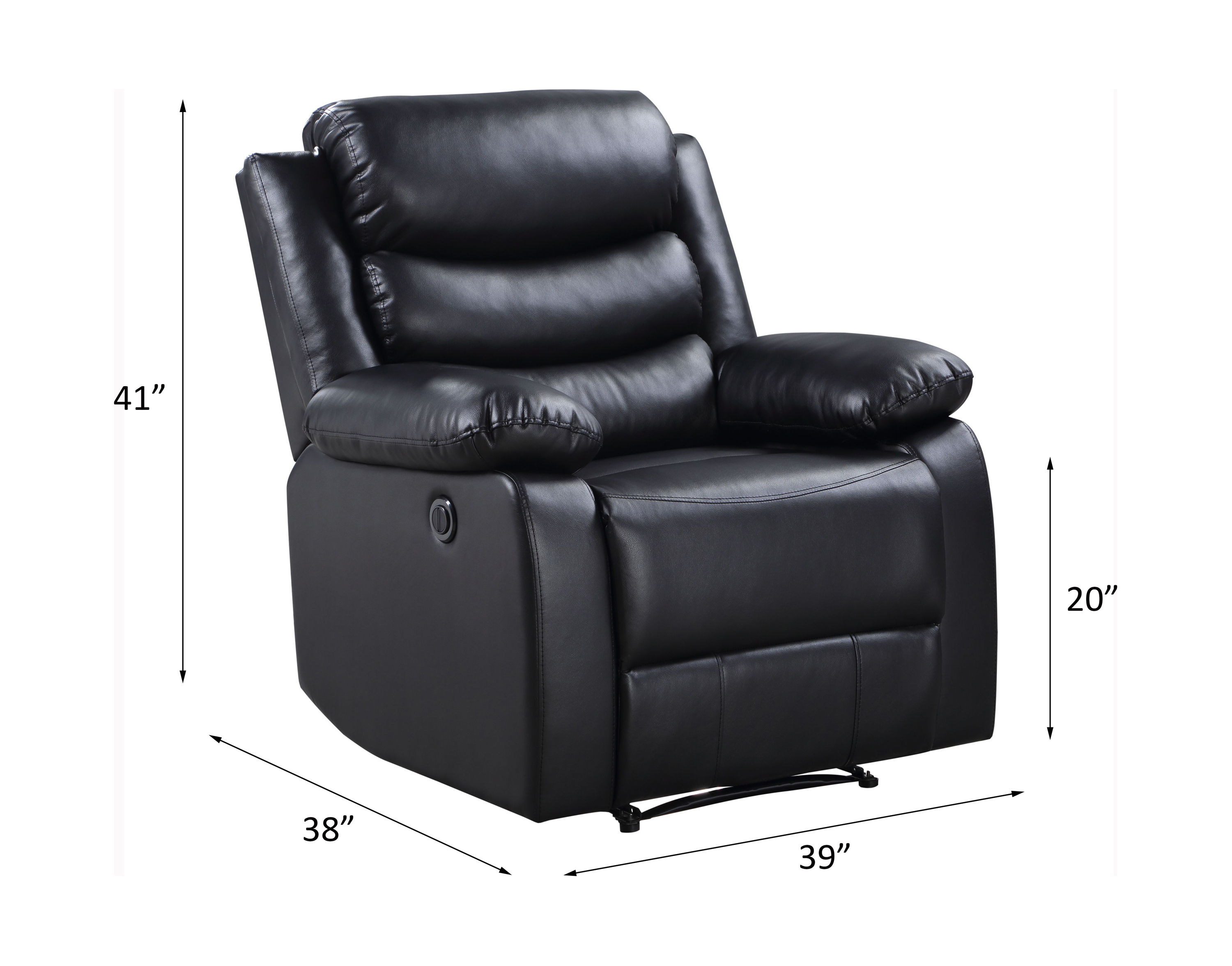Eilbra - Power Motion Recliner - Black Synthetic Leather, black, view 6