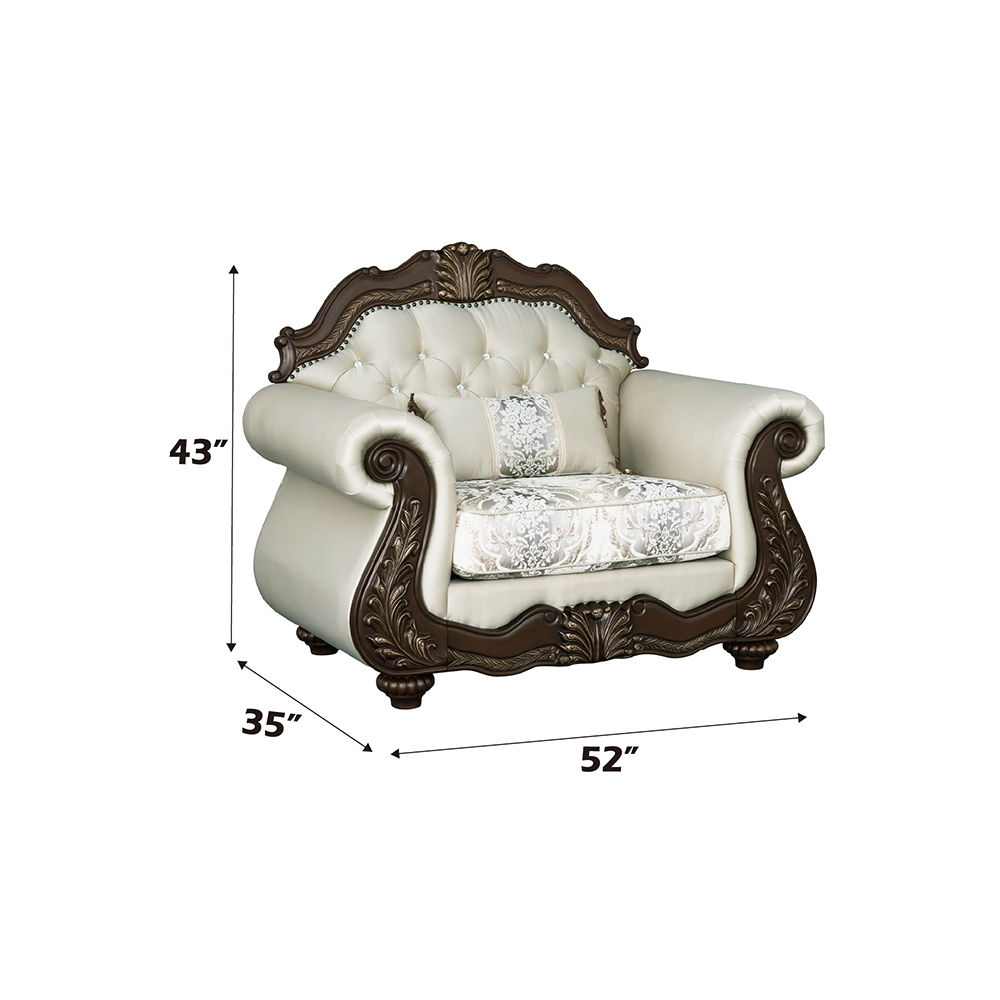Pierce - Chair With Pillow - Beige Fabric & Cherry, beige, view 5