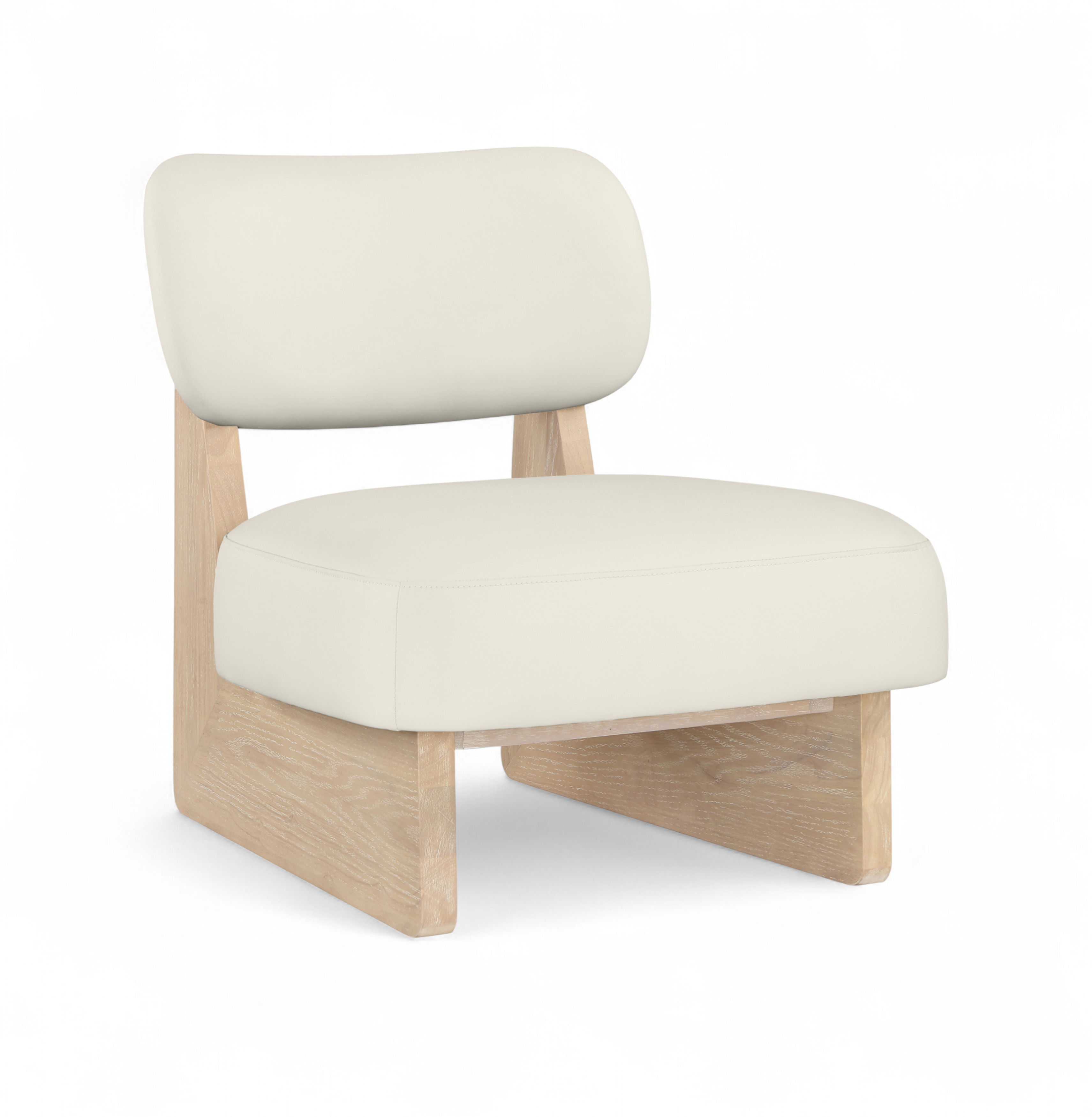 Vetra - Vegan Leather Upholstered Accent Chair - Cream / Painted Natural