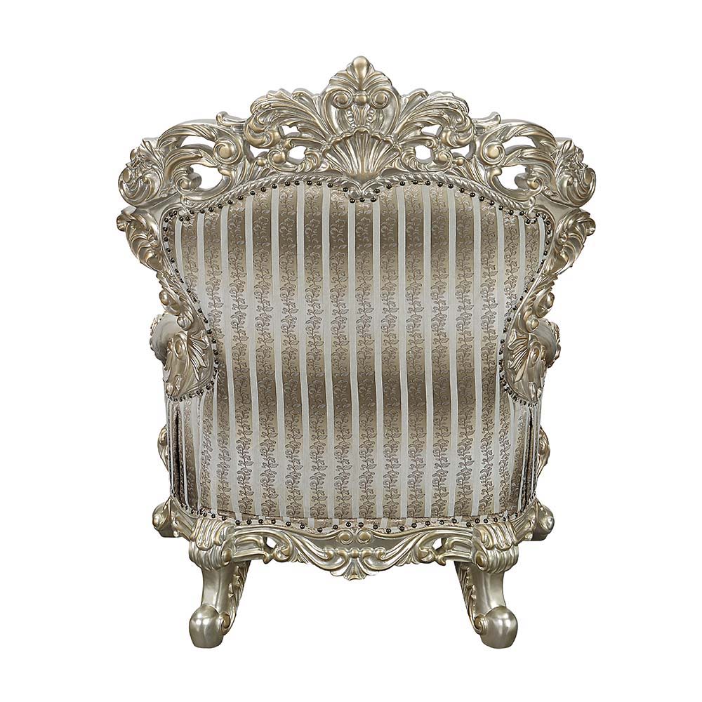 Sorina - Chair With 2 Pillows - Velvet, Fabric & Antique Gold, beige, view 2
