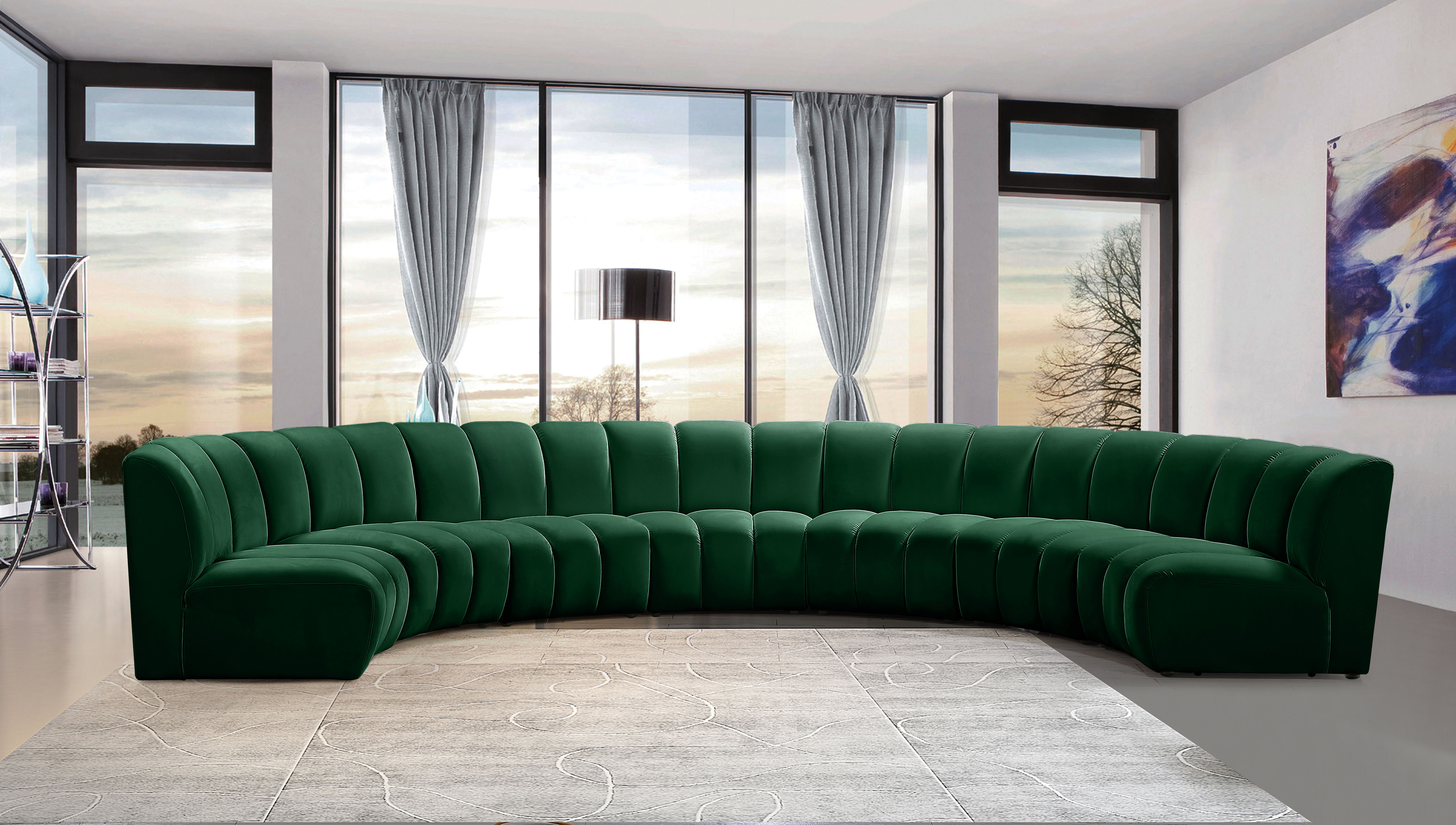 Infinity - 7 Piece Fabric Modular Sectional - Green