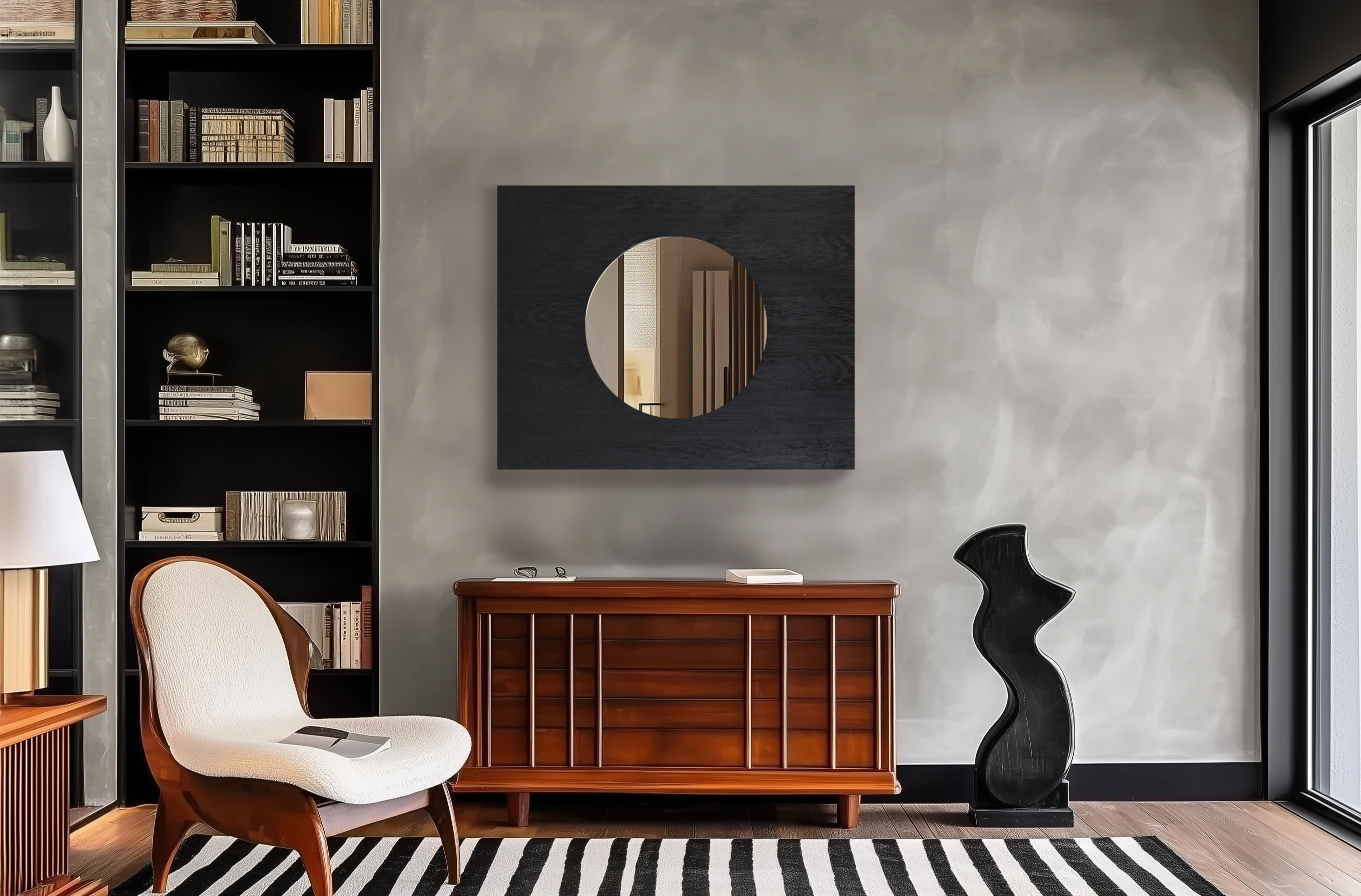 Optic - Oak Wood Frame Mirror - Black