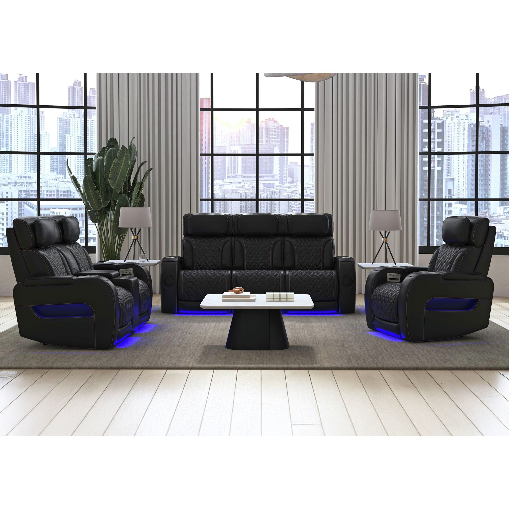 Prime Time - P3 3 Piece Living Room Set (Sofa, Loveseat & Recliner) - Jett Black