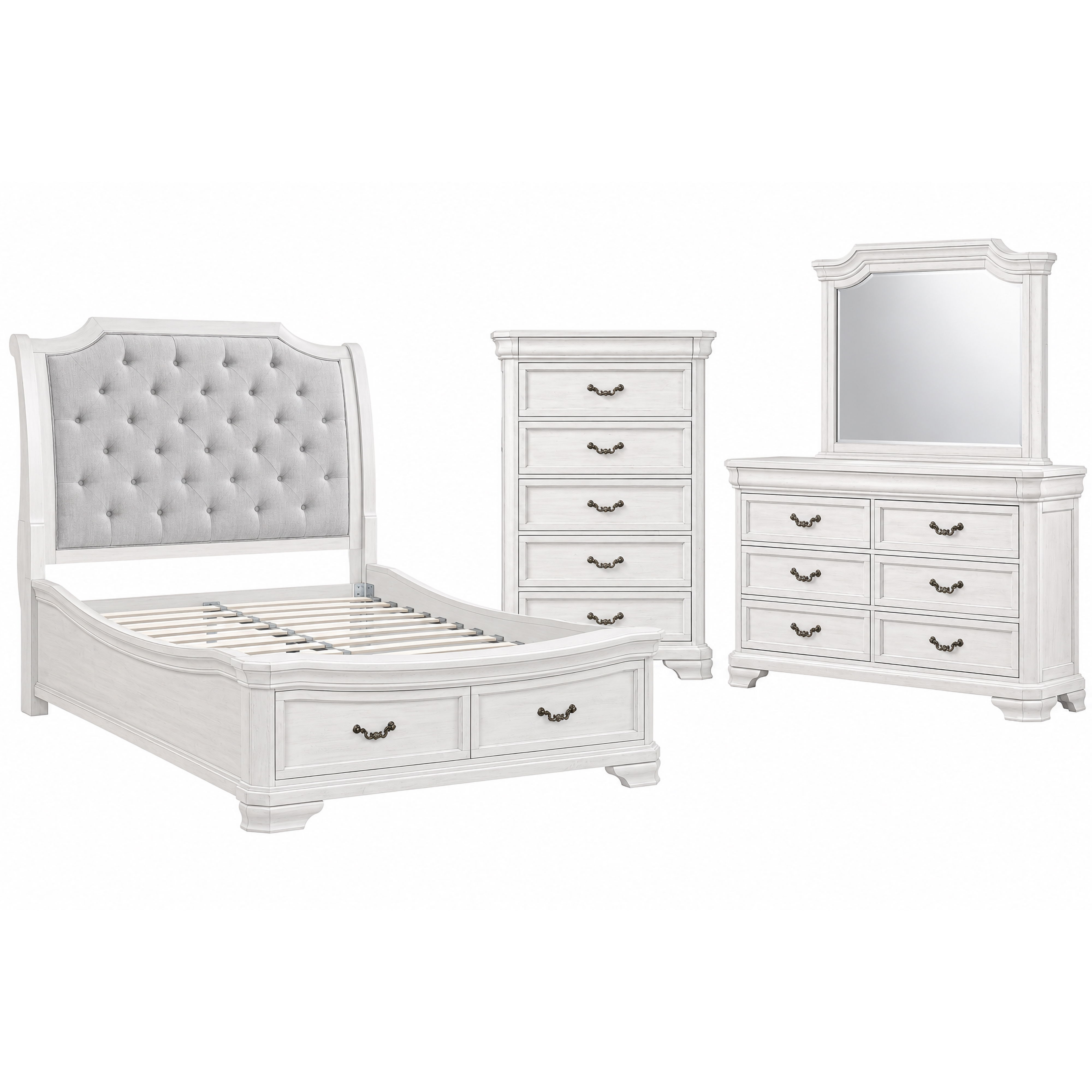 Queen · 4 Pc · Bed, Dresser, Mirror, Chest