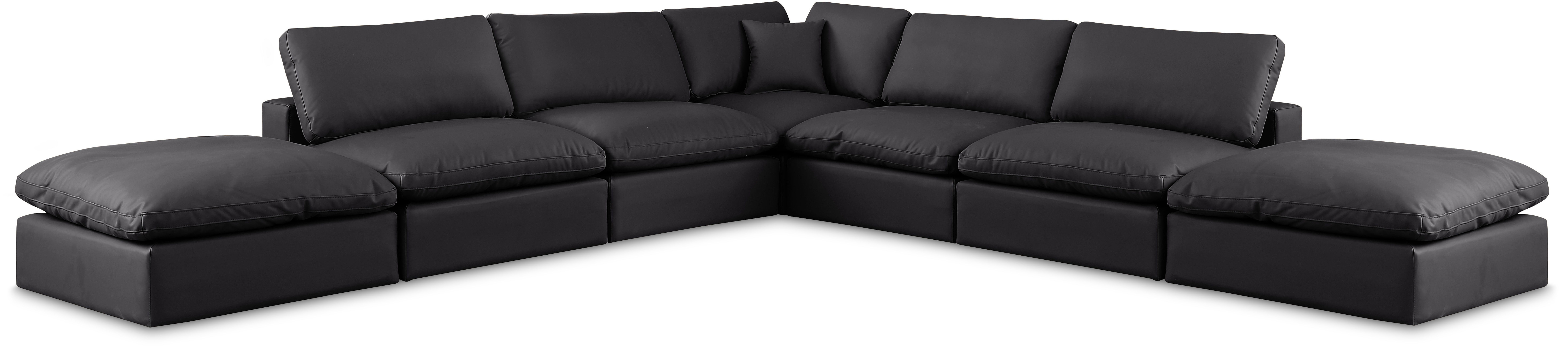 Comfy - 7 Piece Faux Leather Modular Corner Sectional - Charcoal