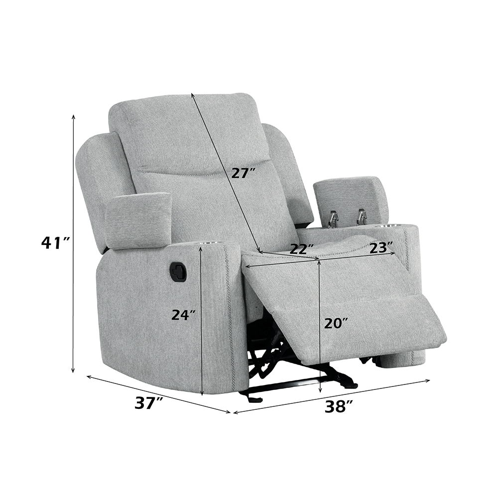 Galya - Motion Glider Recliner - Light Gray Chenille, light gray, view 7