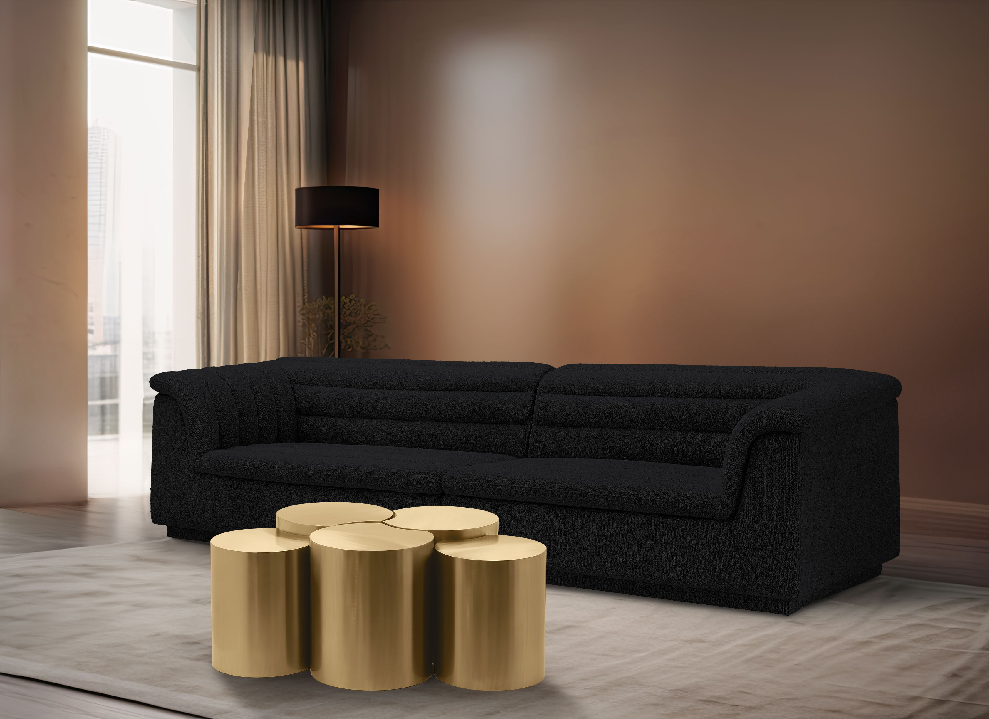 Dimple - 5 Piece Modular Coffee Table - Gold