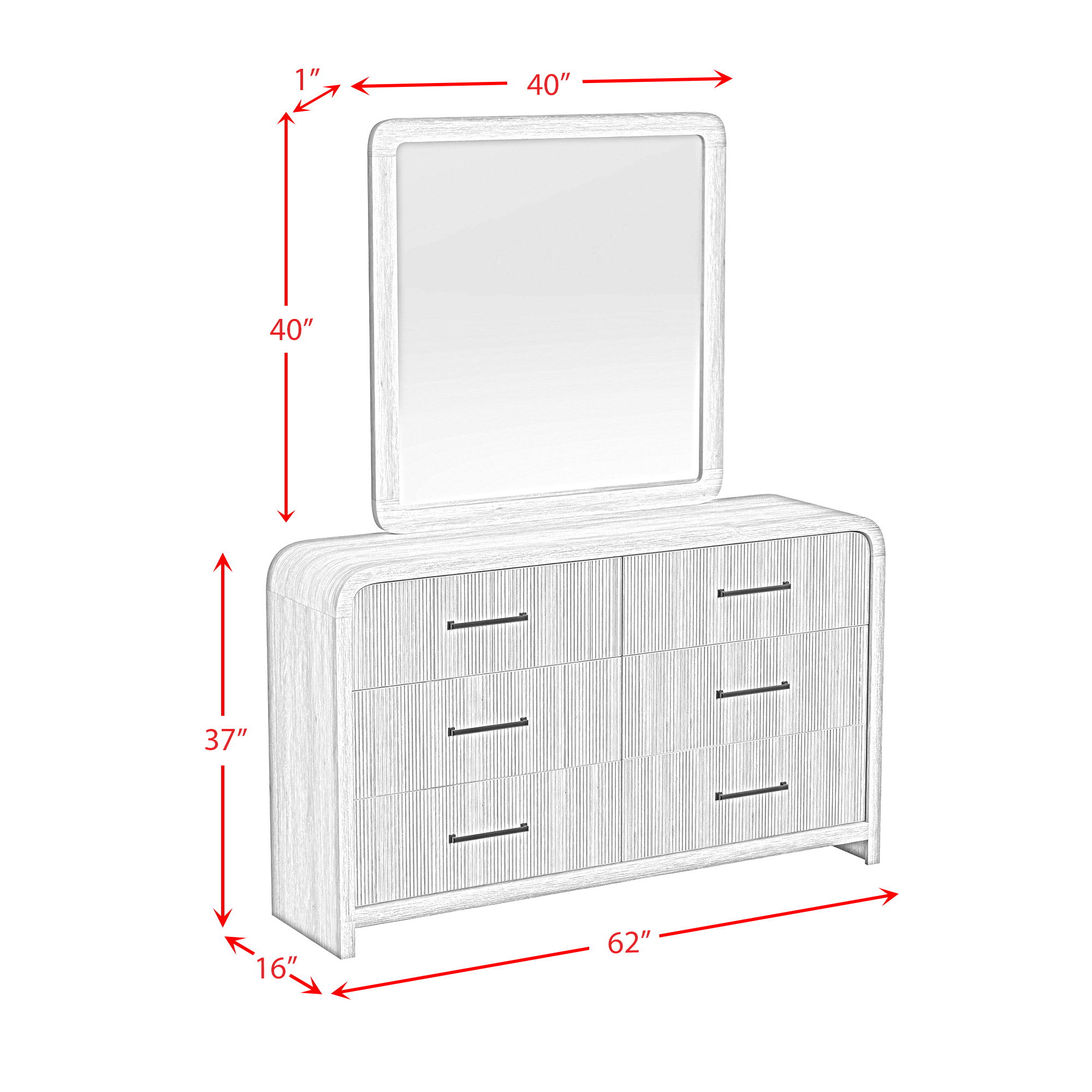 Ridgemont - Dresser And Mirror Set - Black With Grain