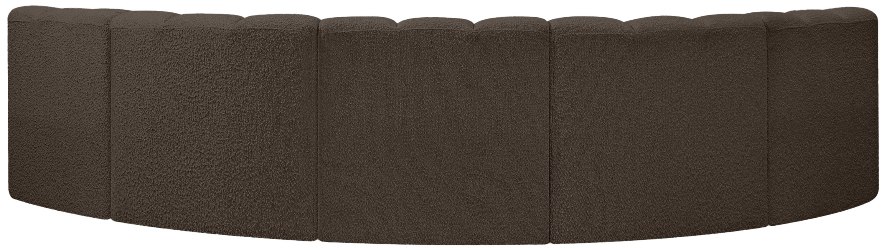 Arc - Boucle Fabric 5 Piece U-Shaped Modular Sofa - Brown