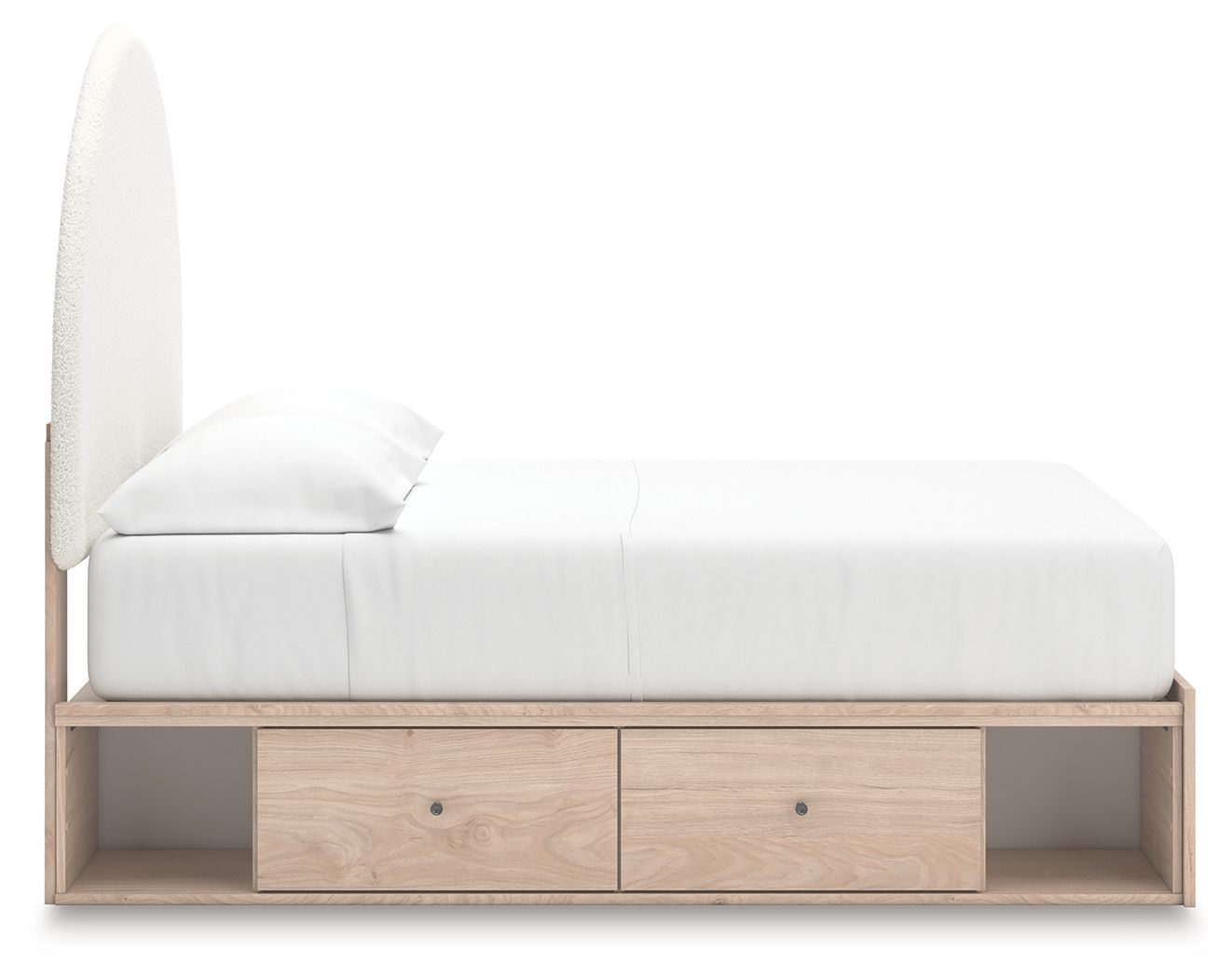 Ashley Furniture Arloster - Full Upholstered Panel Bed With Side Storage Unit - Tan / White - Image 10