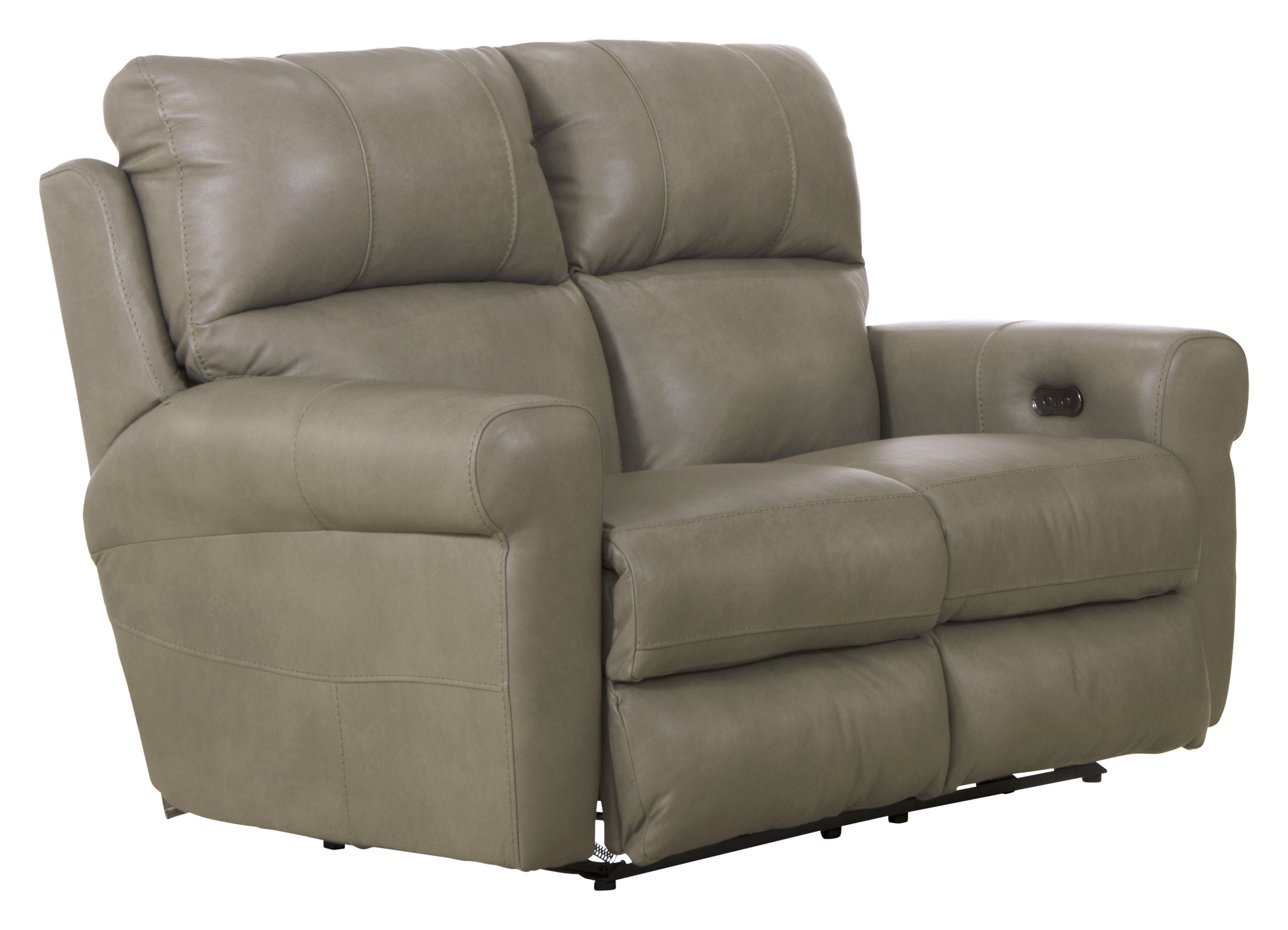 Torretta - Top Grain Italian Leather Power Lay Flat Reclining Loveseat - Putty