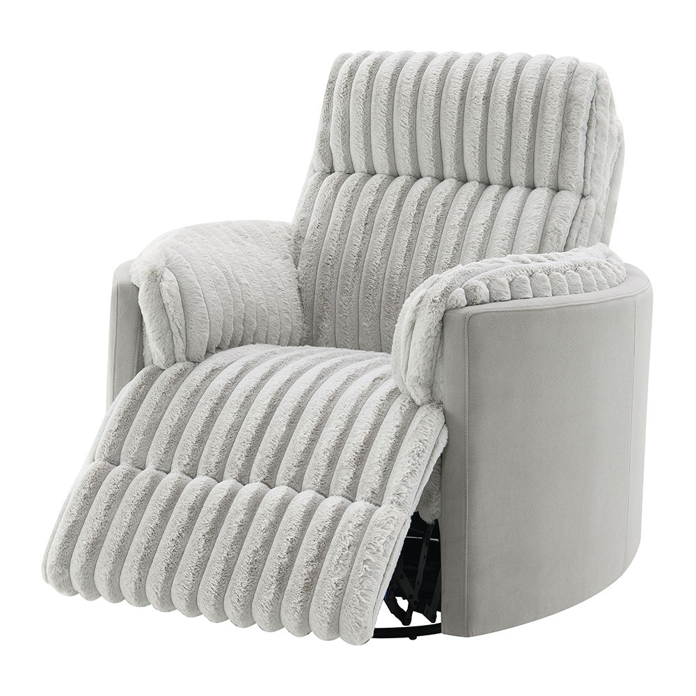 Emee - Glider Recliner With Swivel - Gray Corduroy, light gray, view 6