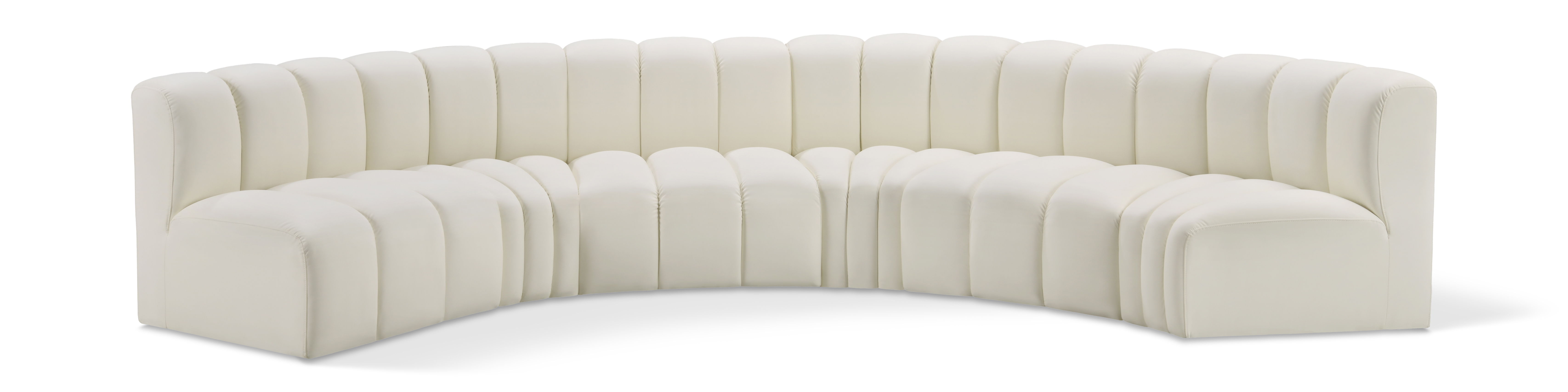 Arc - Faux Leather 6 Piece U-Shaped Modular Sofa - Cream